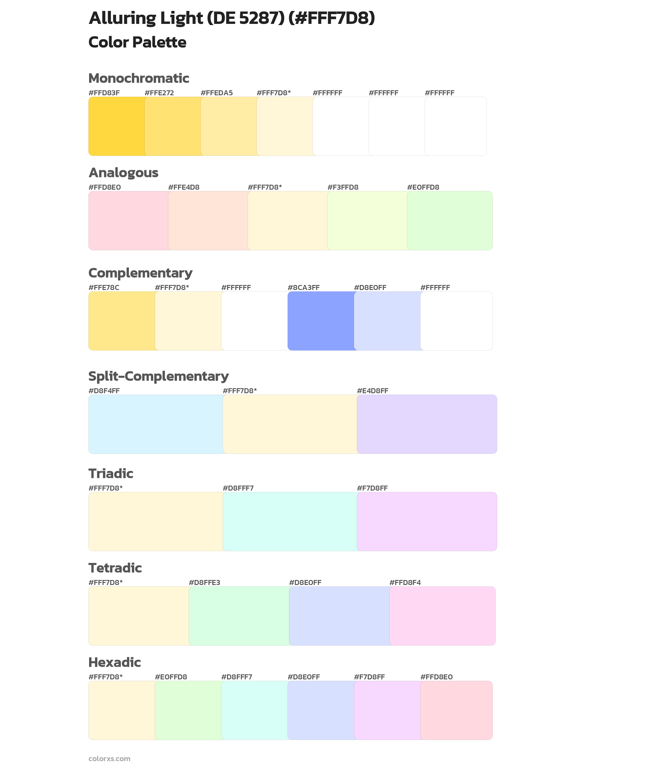 Alluring Light (DE 5287) Color Scheme Palettes
