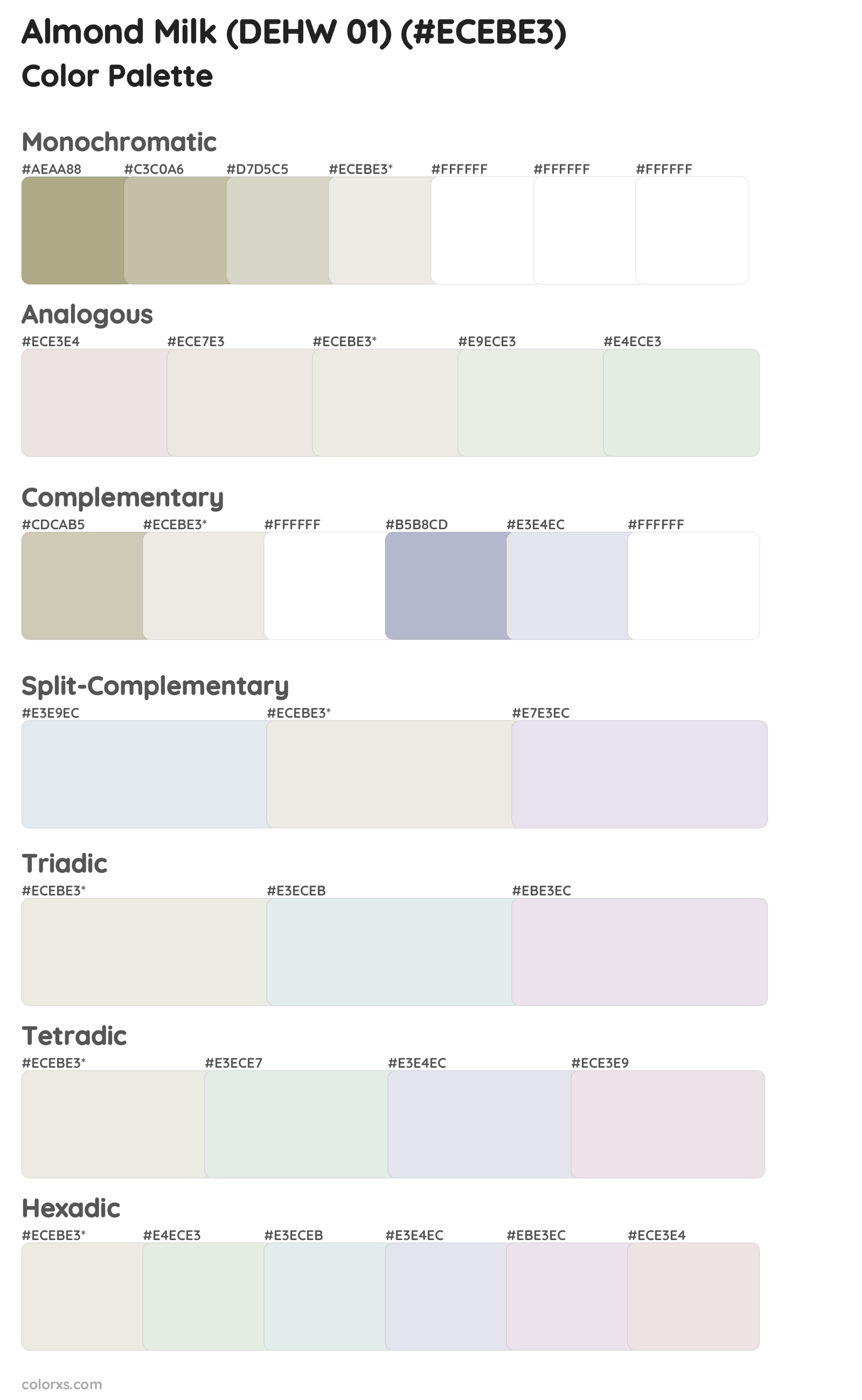Almond Milk (DEHW 01) Color Scheme Palettes