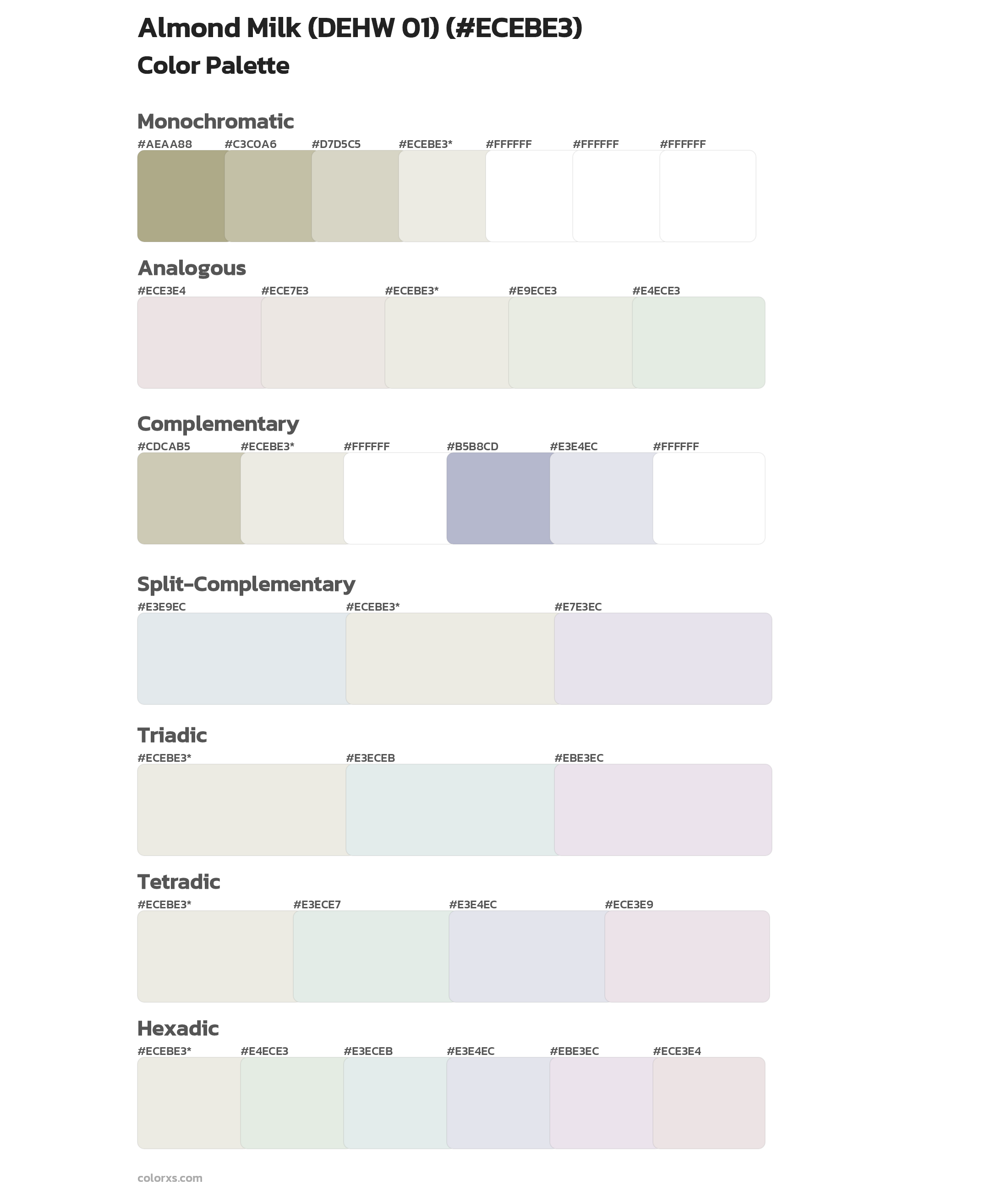 Almond Milk (DEHW 01) Color Scheme Palettes