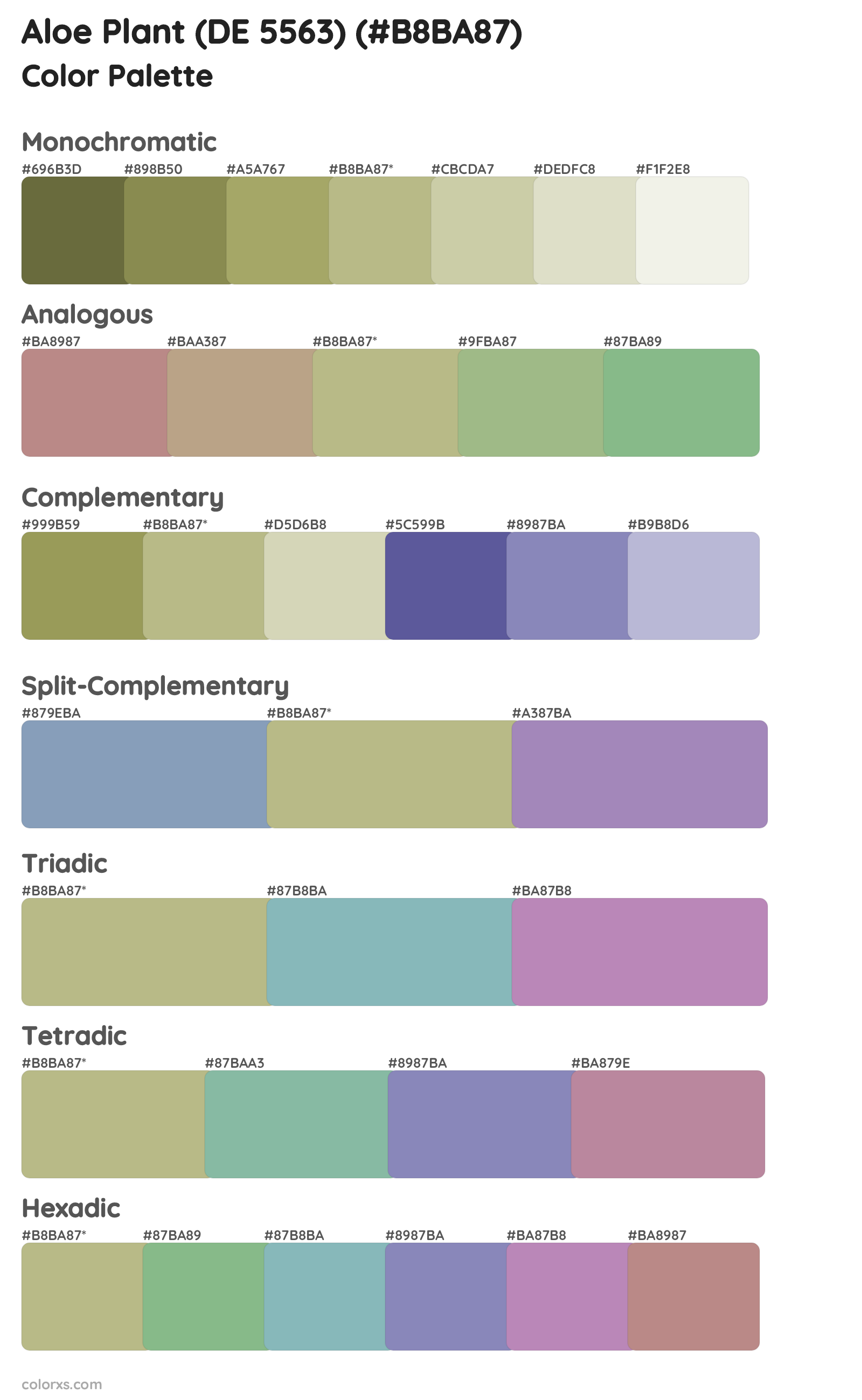 Aloe Plant (DE 5563) Color Scheme Palettes