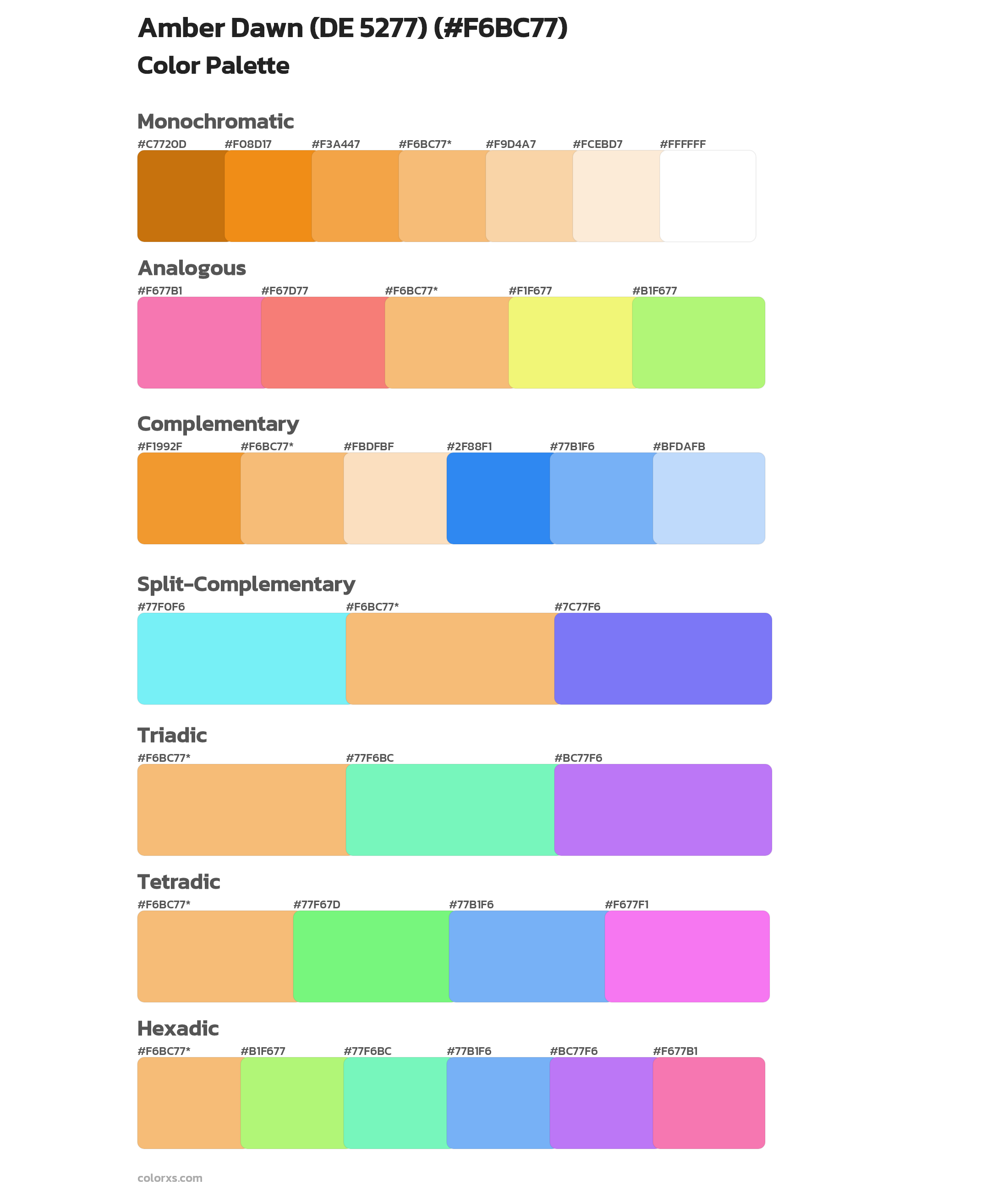 Amber Dawn (DE 5277) Color Scheme Palettes