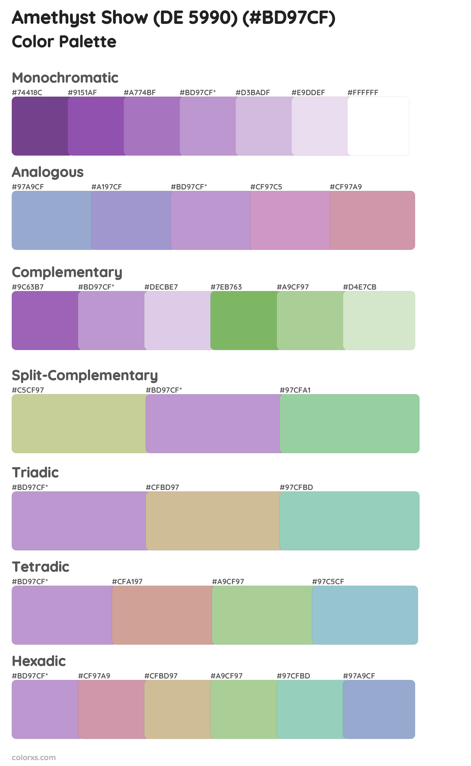 Amethyst Show (DE 5990) Color Scheme Palettes