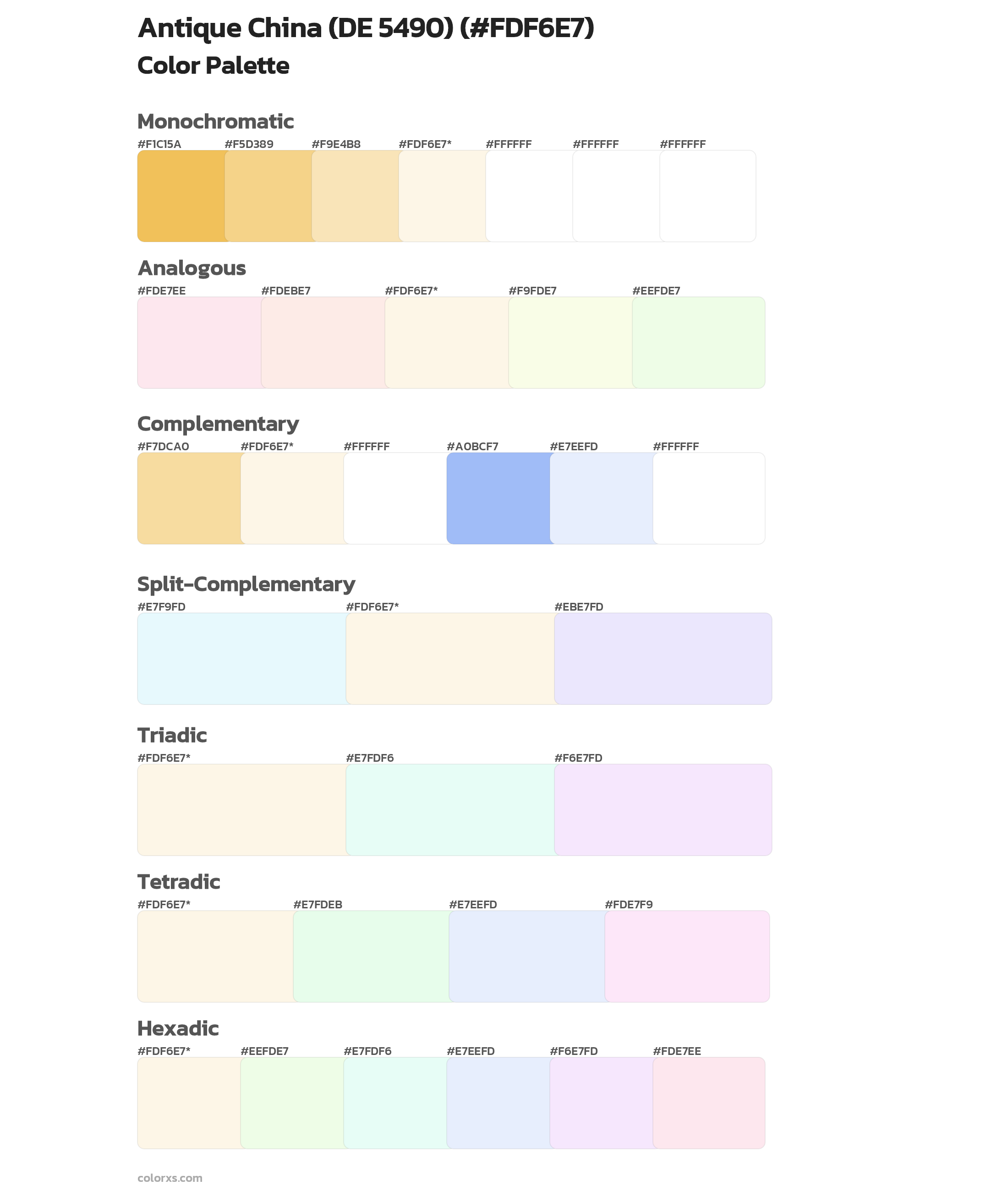 Antique China (DE 5490) Color Scheme Palettes