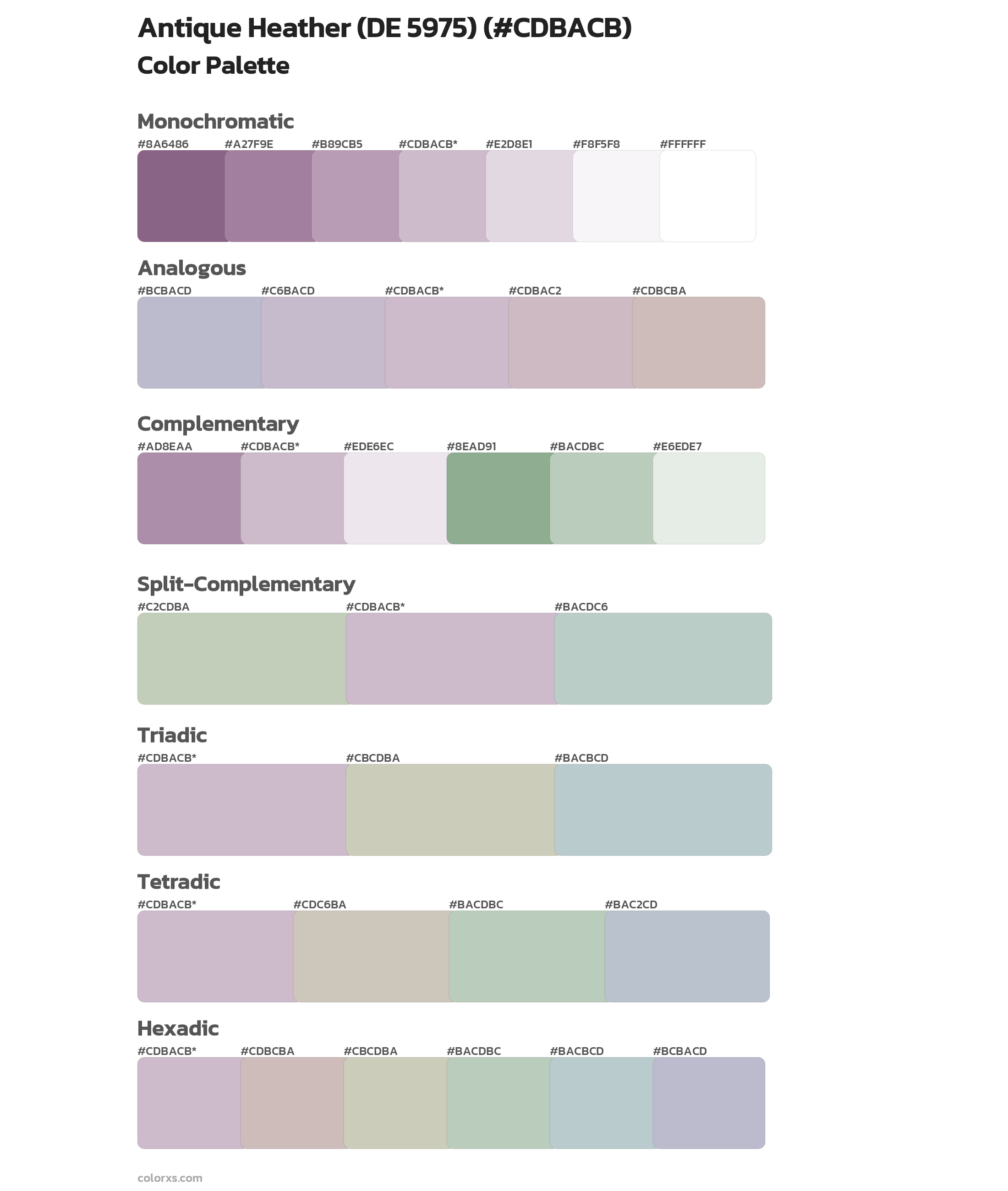 Antique Heather (DE 5975) Color Scheme Palettes