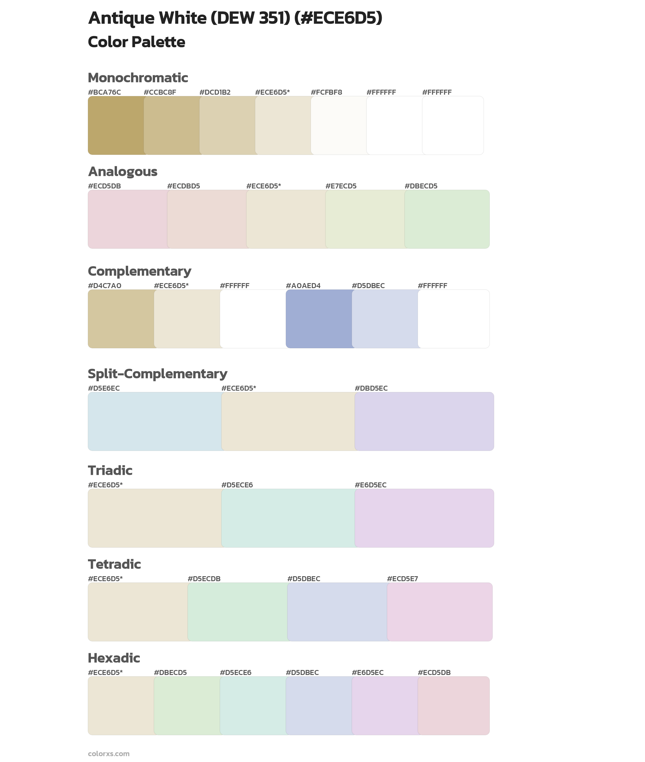 Antique White (DEW 351) Color Scheme Palettes