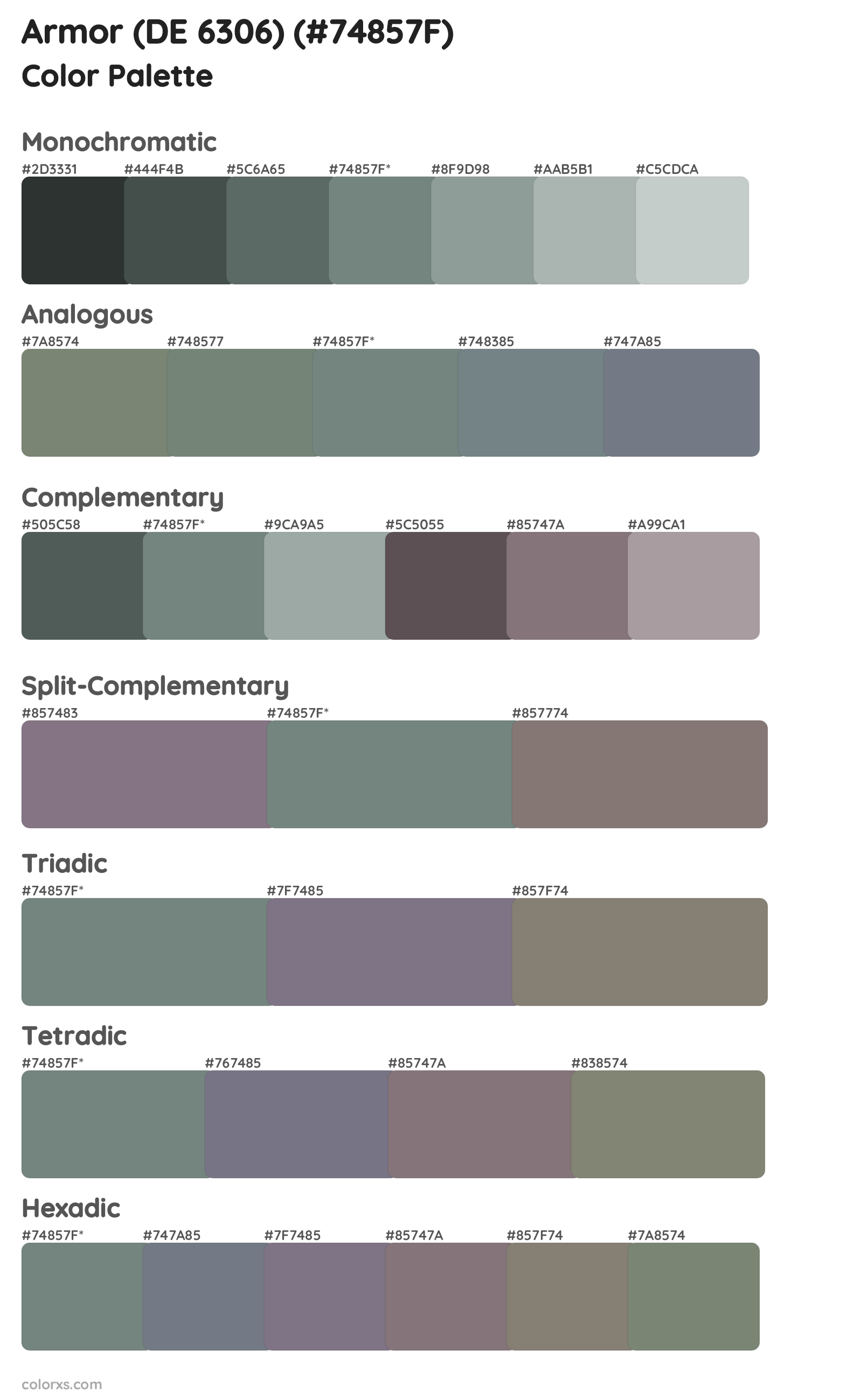 Armor (DE 6306) Color Scheme Palettes