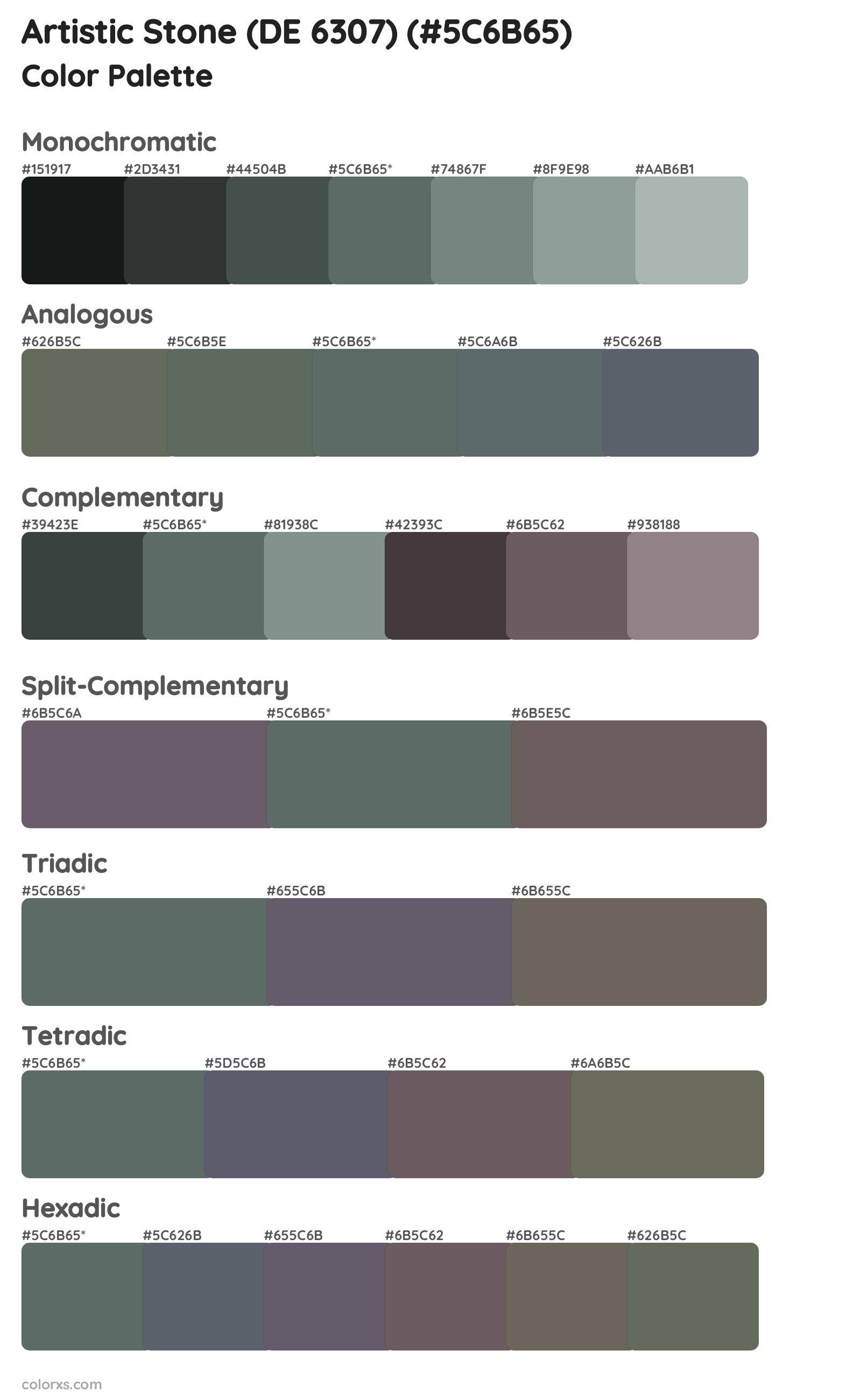 Artistic Stone (DE 6307) Color Scheme Palettes