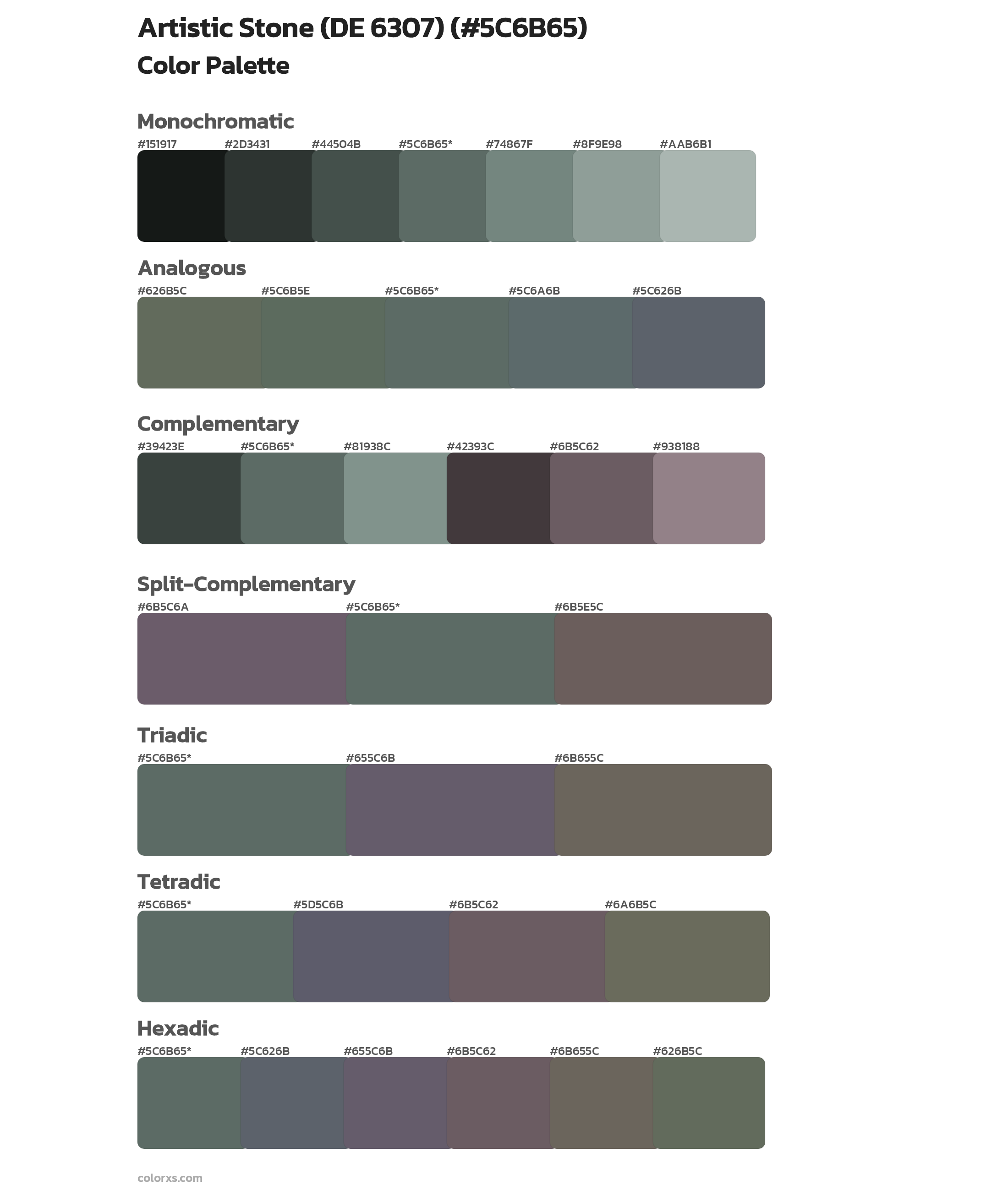 Artistic Stone (DE 6307) Color Scheme Palettes