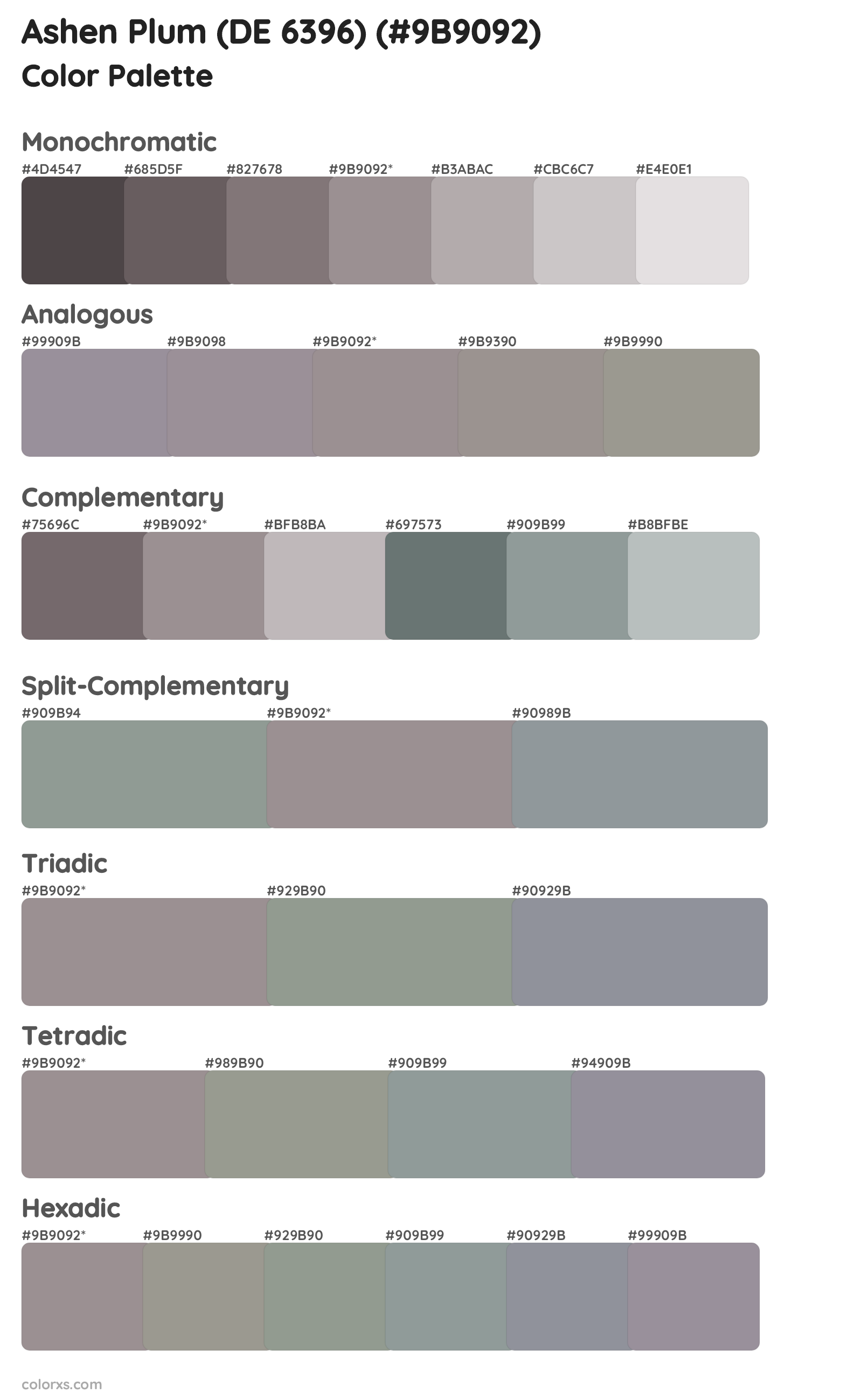 Ashen Plum (DE 6396) Color Scheme Palettes