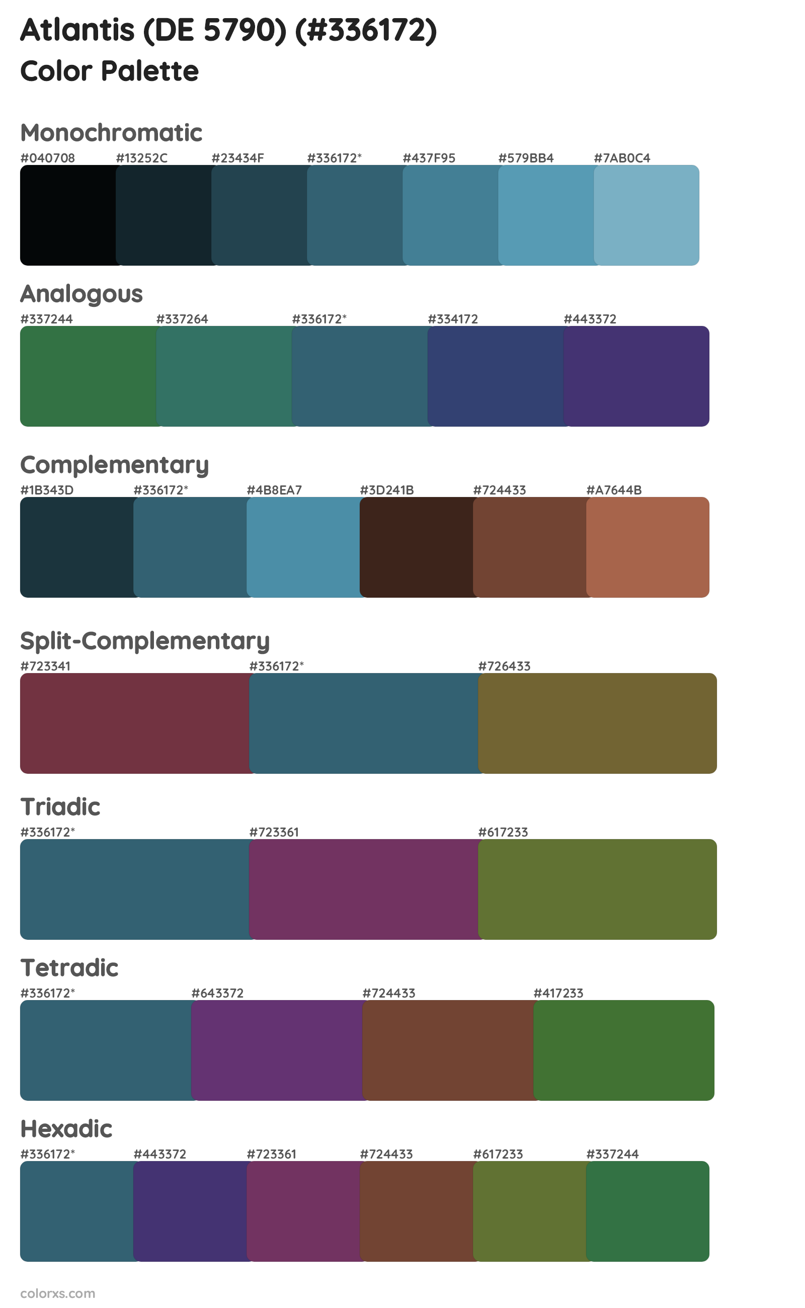 Atlantis (DE 5790) Color Scheme Palettes