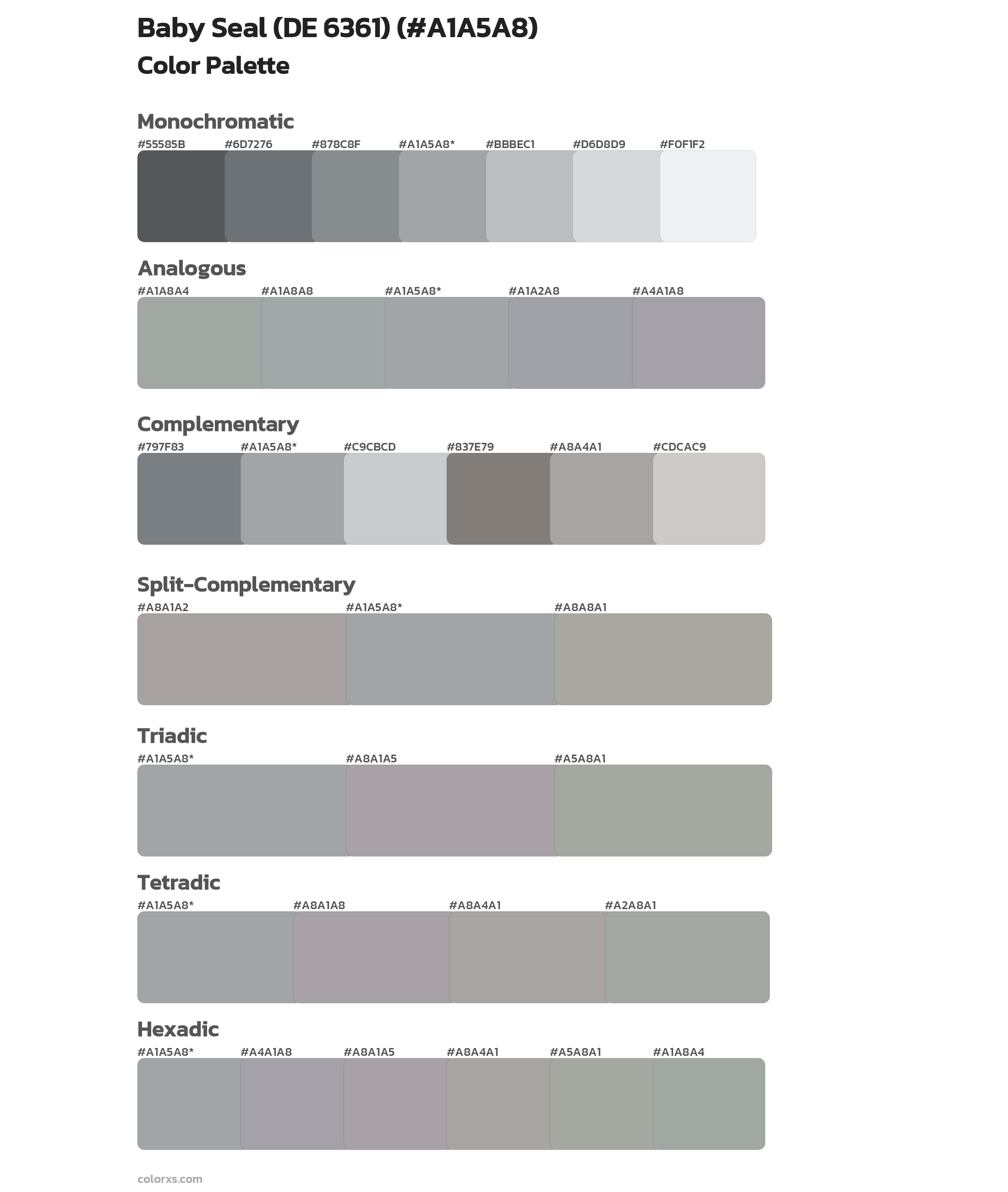 Baby Seal (DE 6361) Color Scheme Palettes