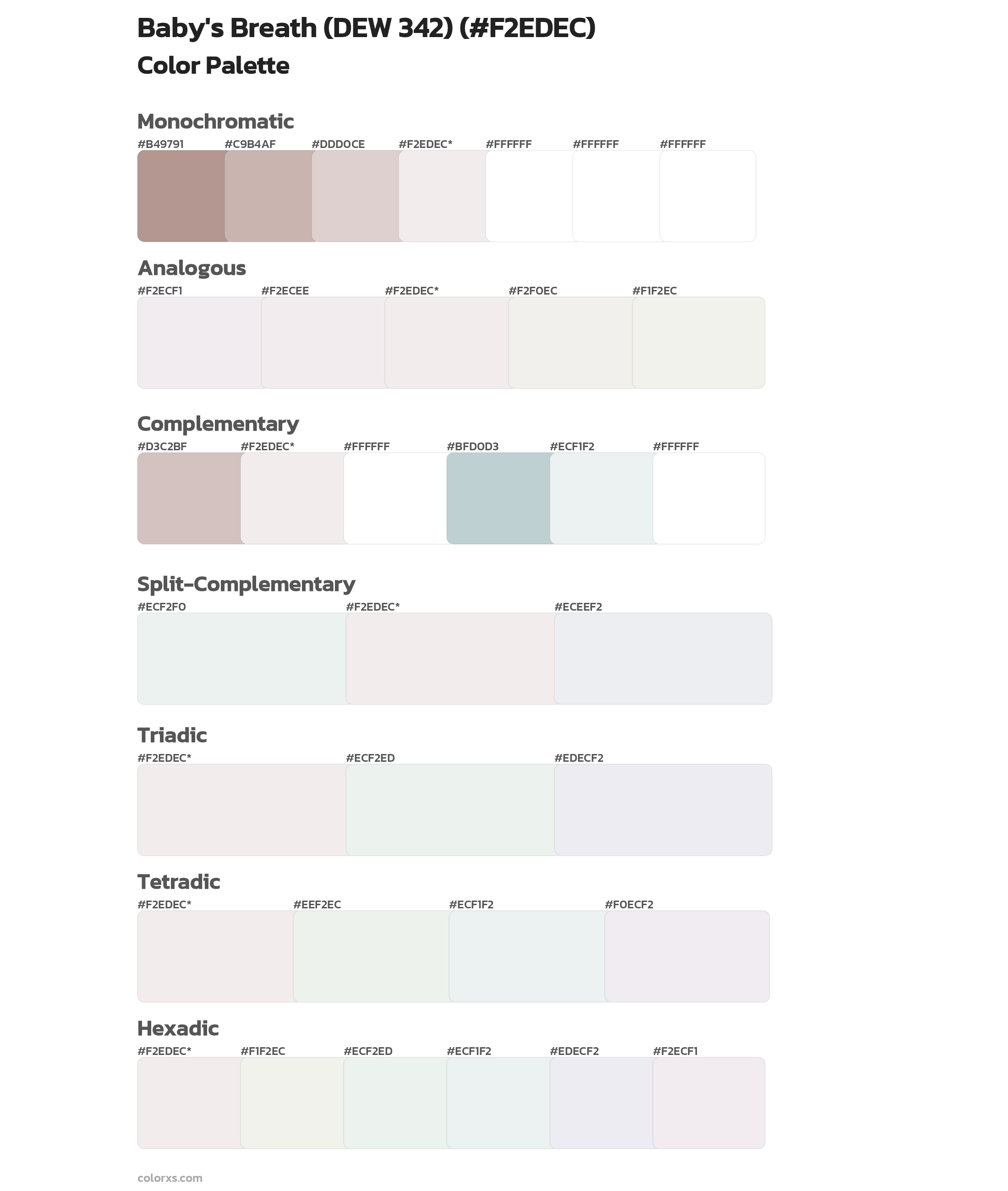 Baby's Breath (DEW 342) Color Scheme Palettes