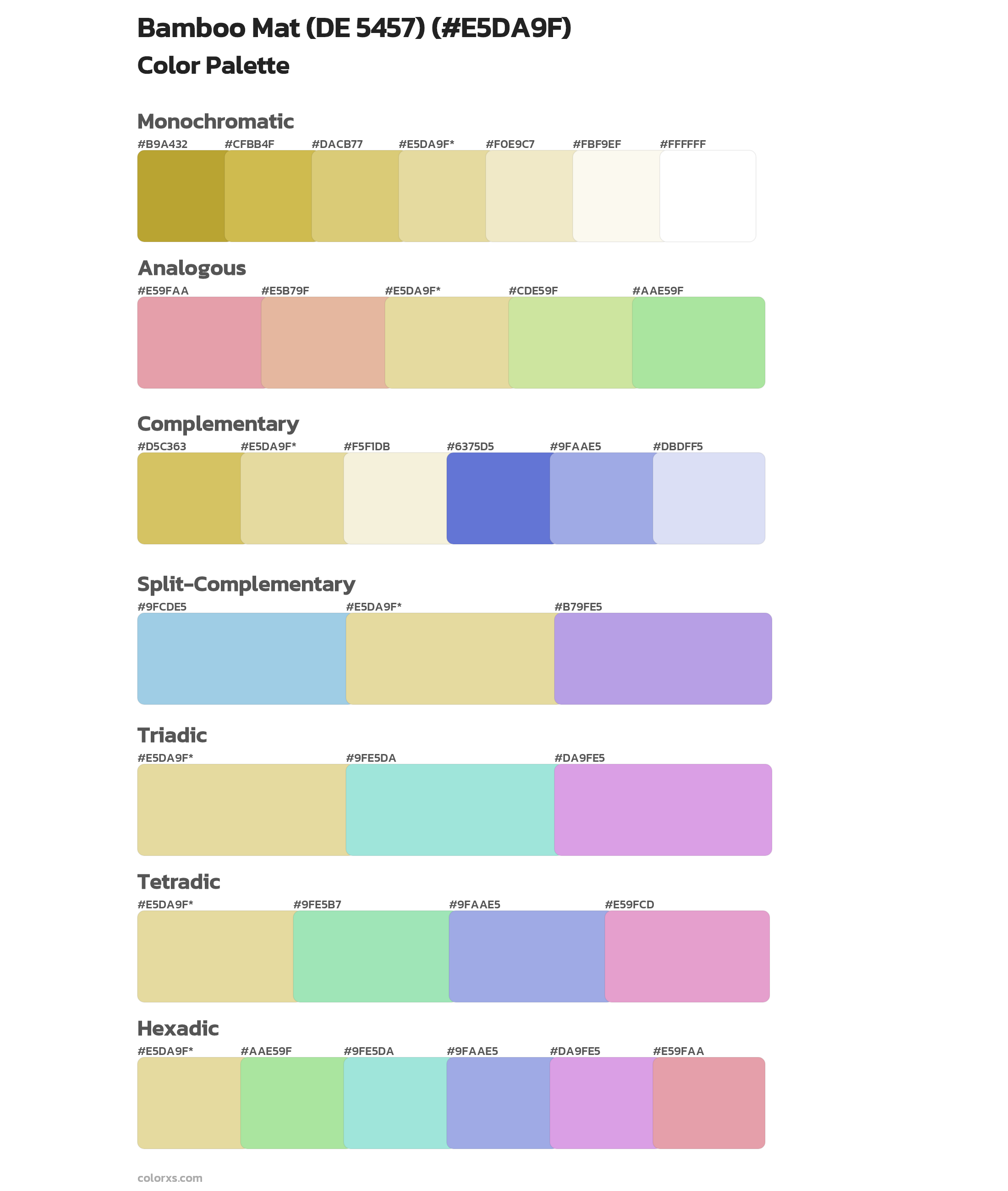 Bamboo Mat (DE 5457) Color Scheme Palettes