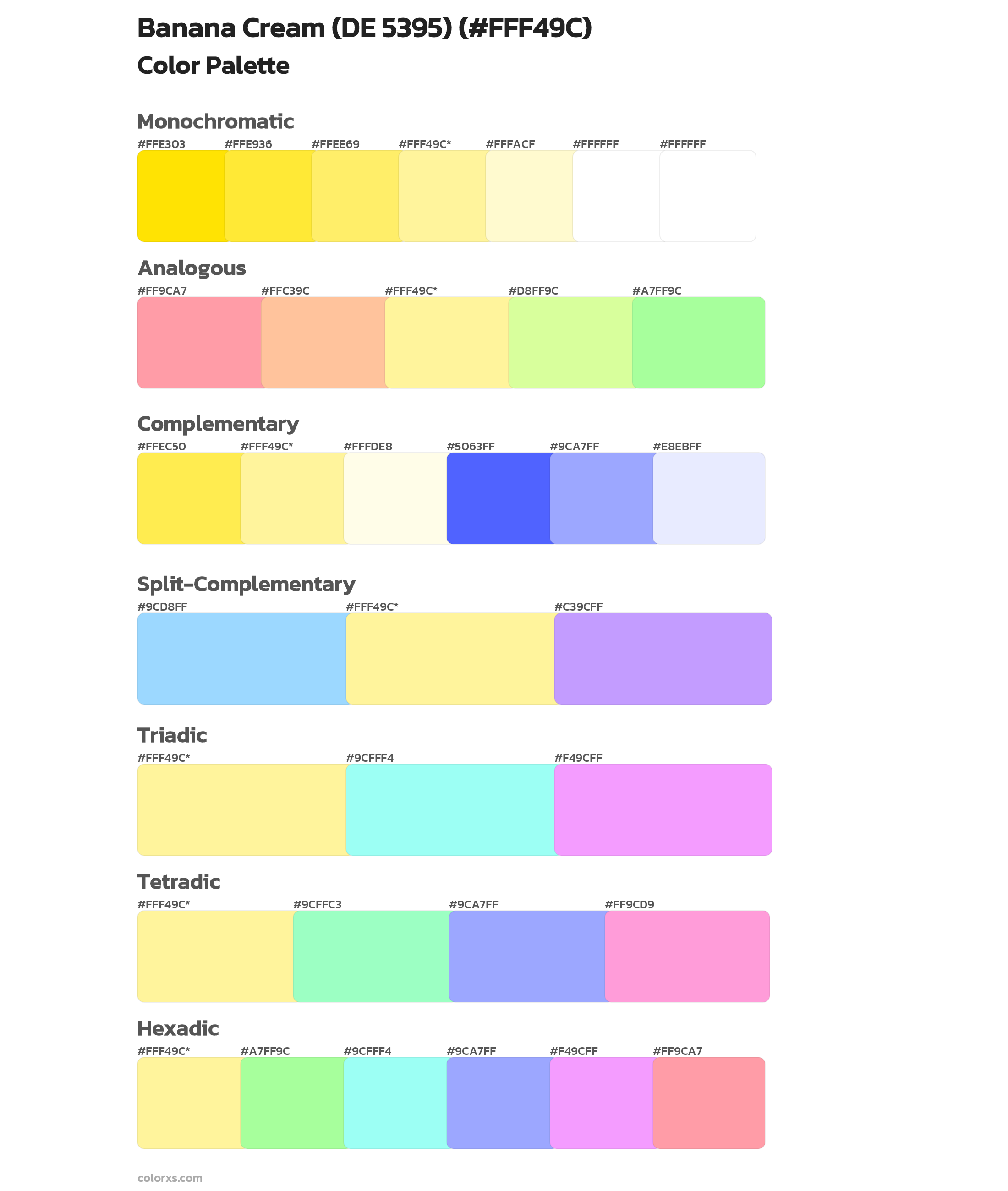 Banana Cream (DE 5395) Color Scheme Palettes