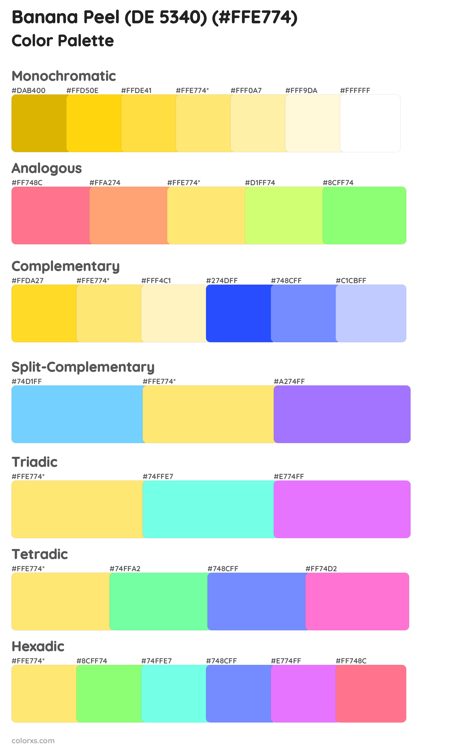 Banana Peel (DE 5340) Color Scheme Palettes