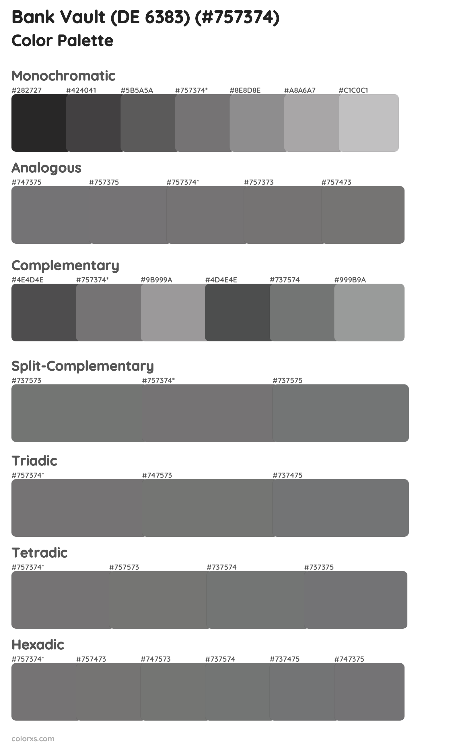 Bank Vault (DE 6383) Color Scheme Palettes