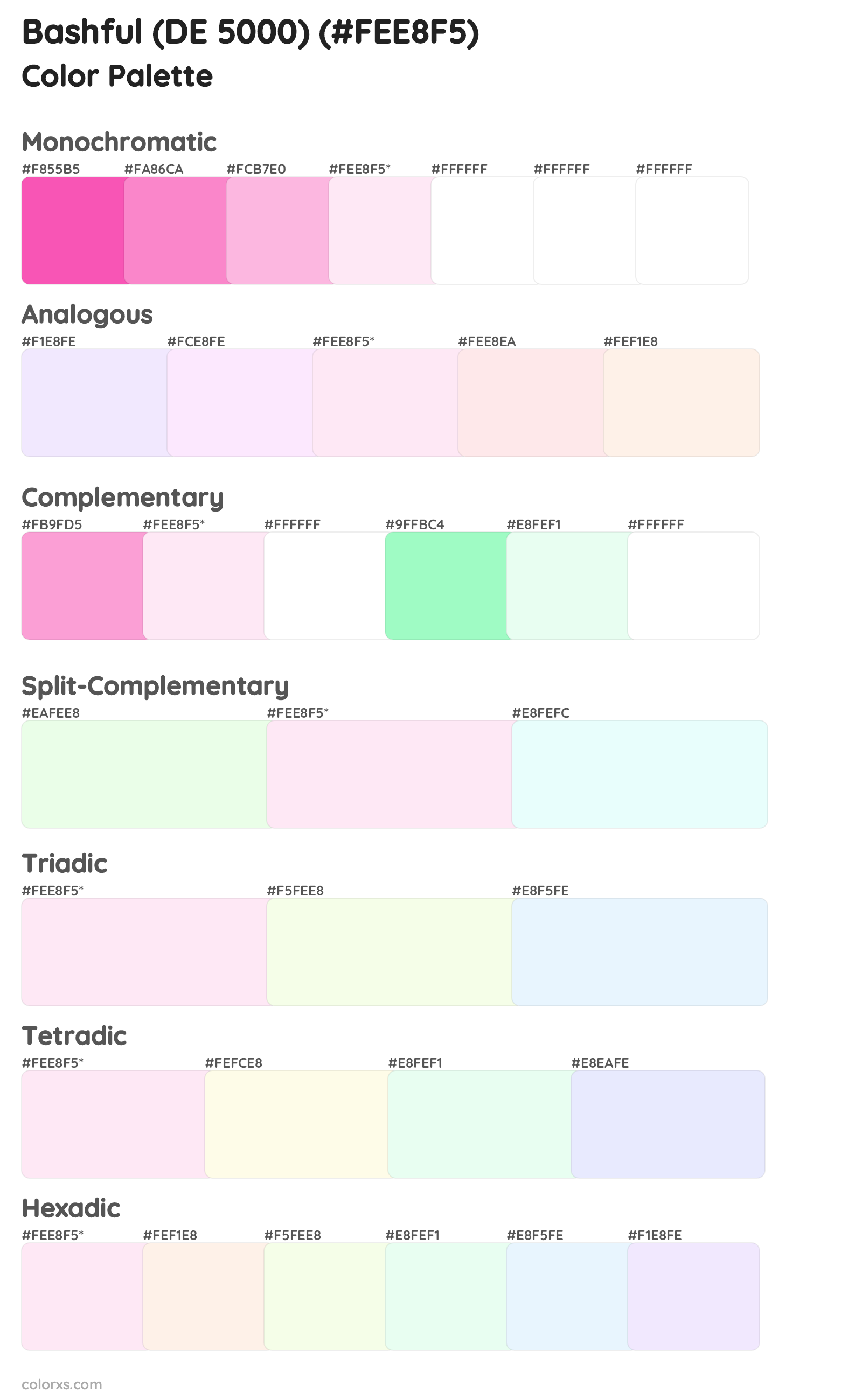 Bashful (DE 5000) Color Scheme Palettes