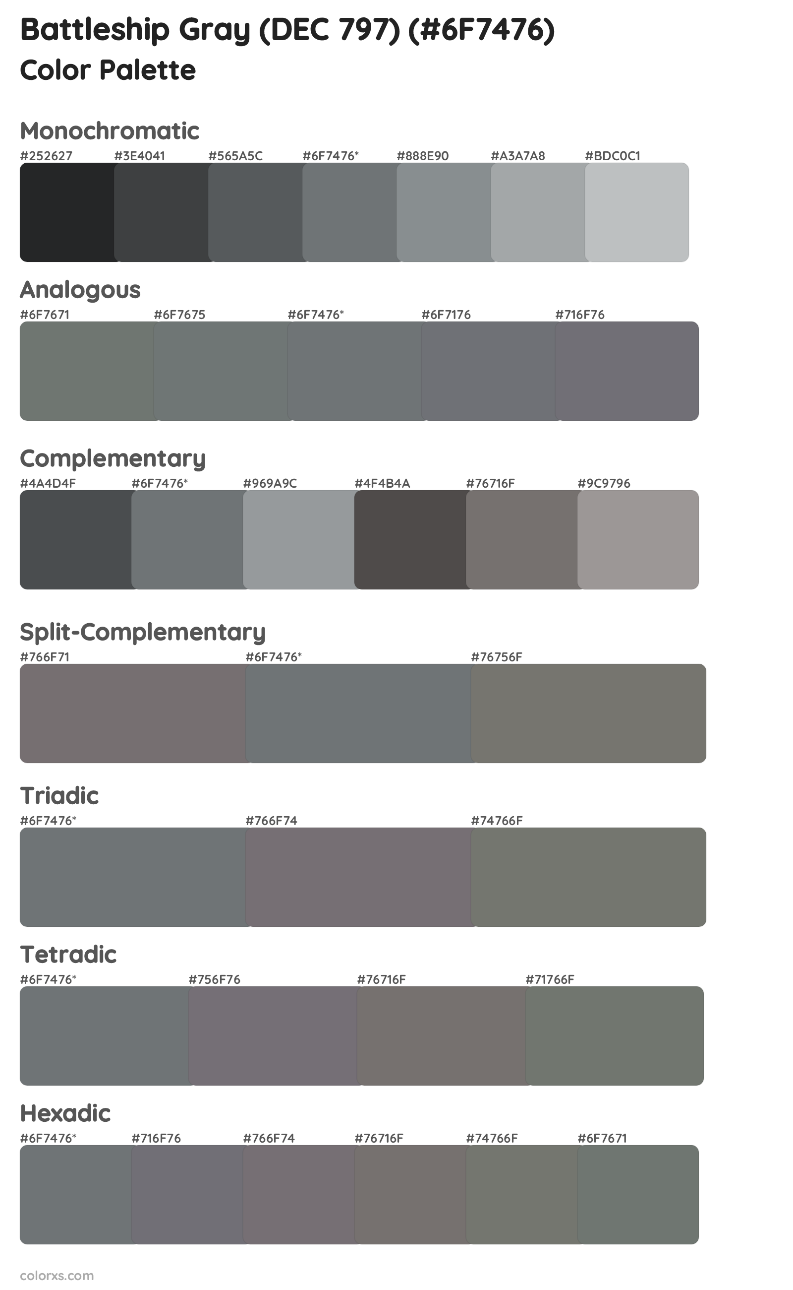 Battleship Gray (DEC 797) Color Scheme Palettes