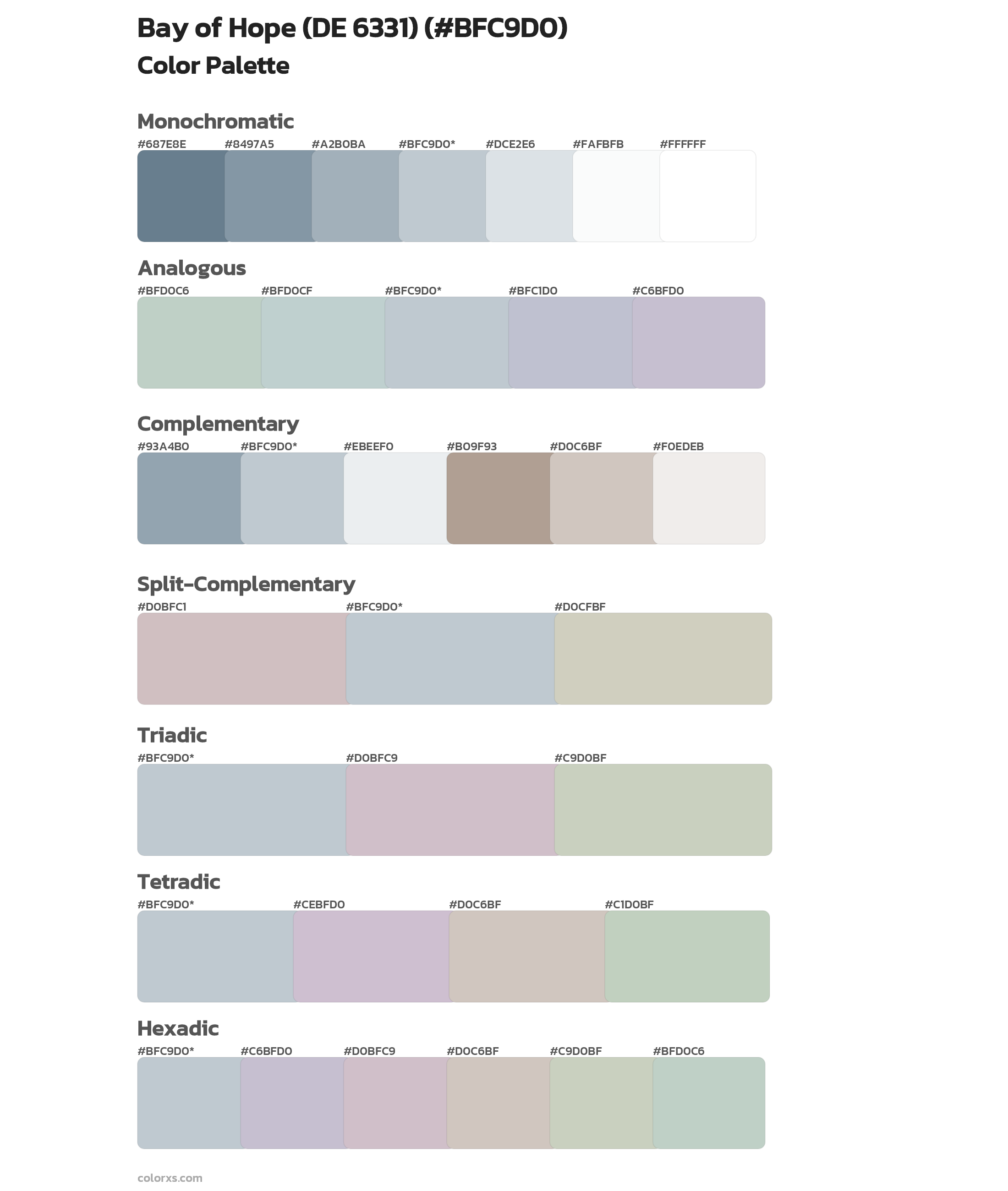 Bay of Hope (DE 6331) Color Scheme Palettes