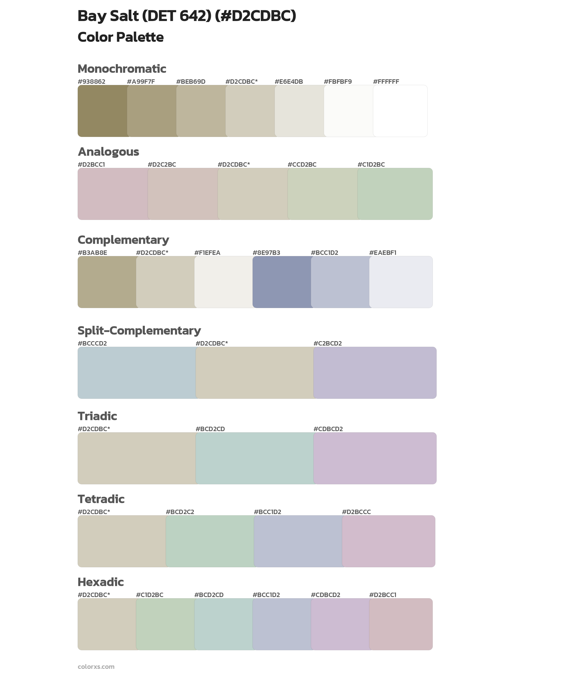 Bay Salt (DET 642) Color Scheme Palettes