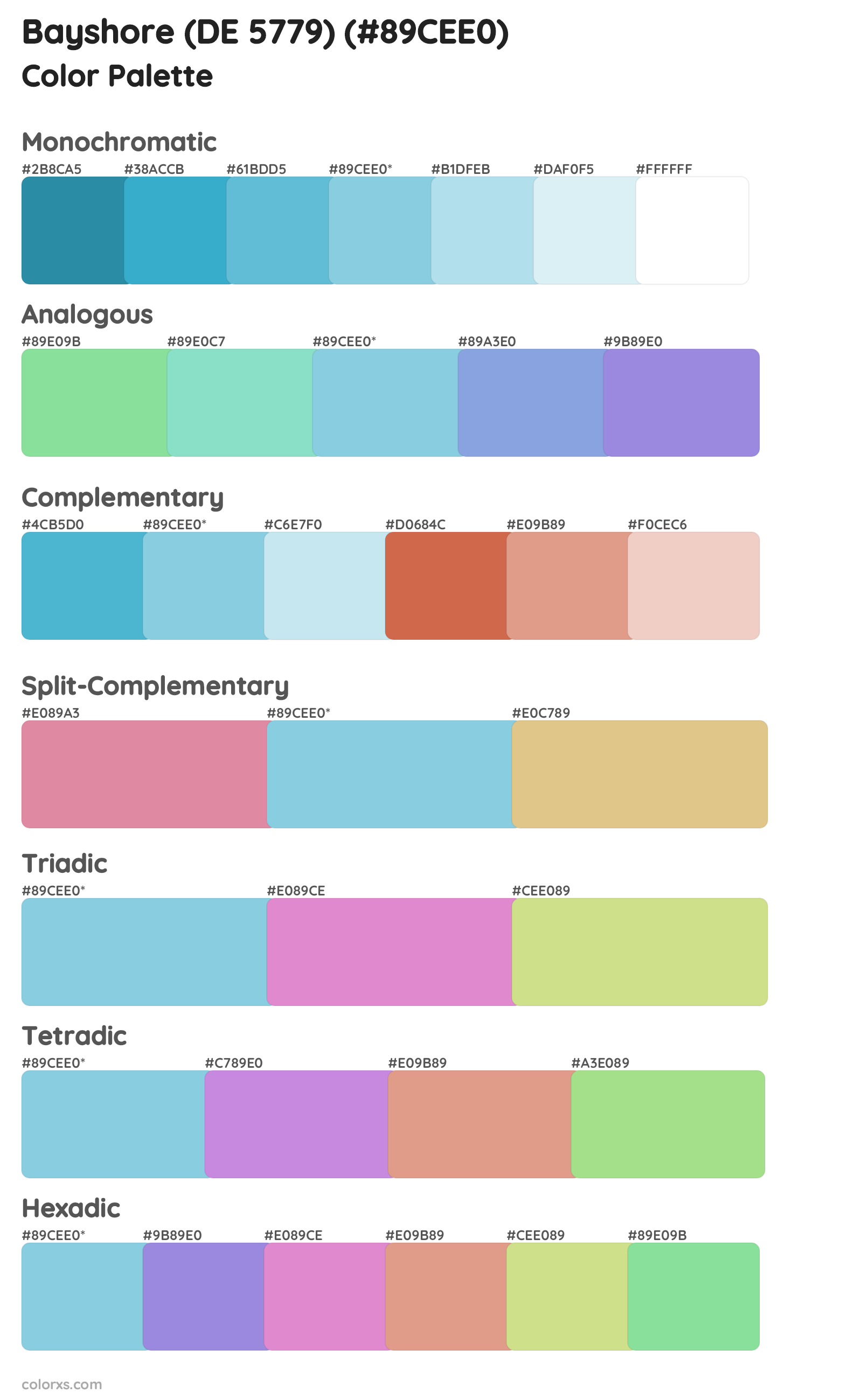 Bayshore (DE 5779) Color Scheme Palettes