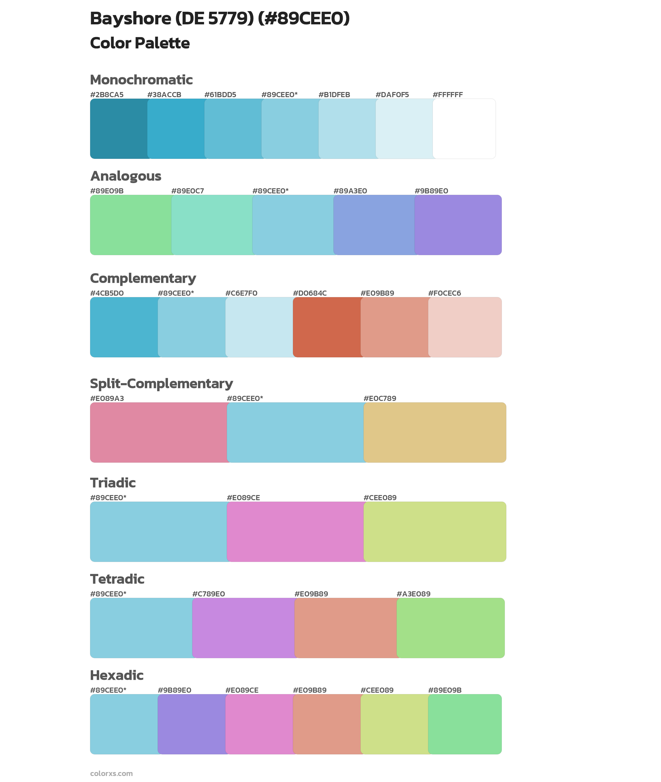 Bayshore (DE 5779) Color Scheme Palettes