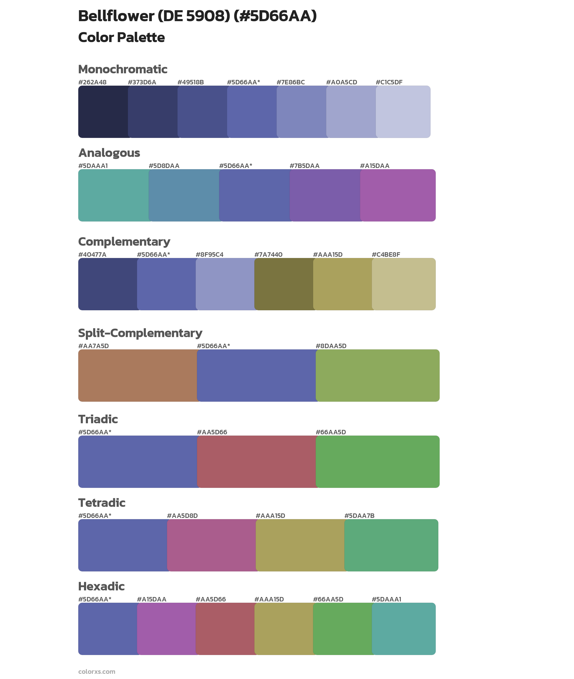Bellflower (DE 5908) Color Scheme Palettes