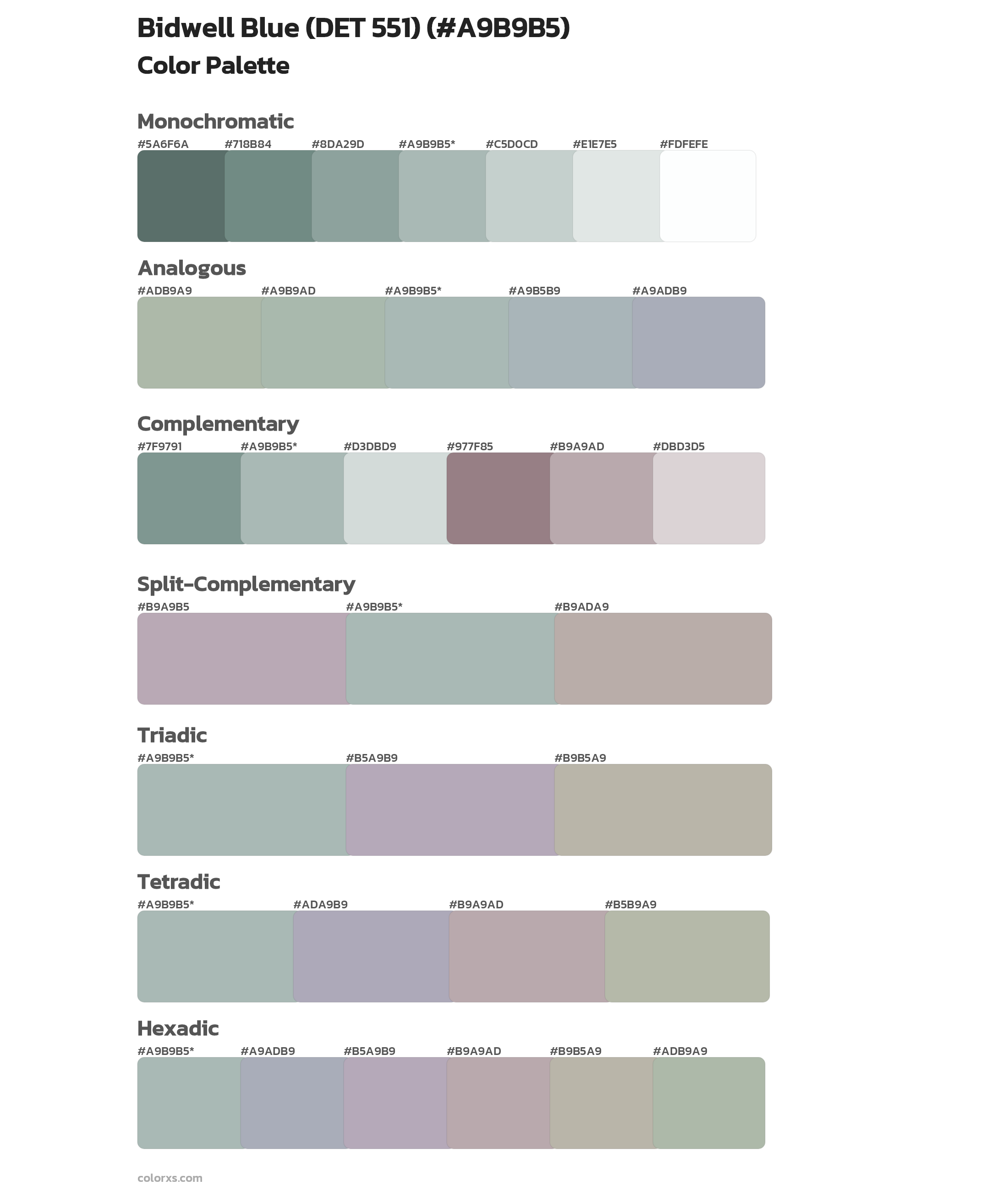 Bidwell Blue (DET 551) Color Scheme Palettes