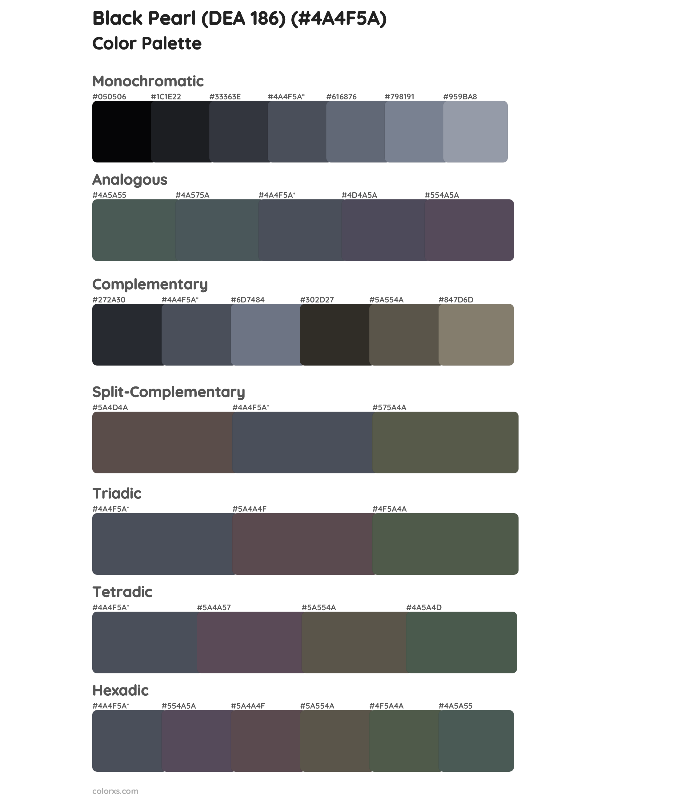 Black Pearl (DEA 186) Color Scheme Palettes