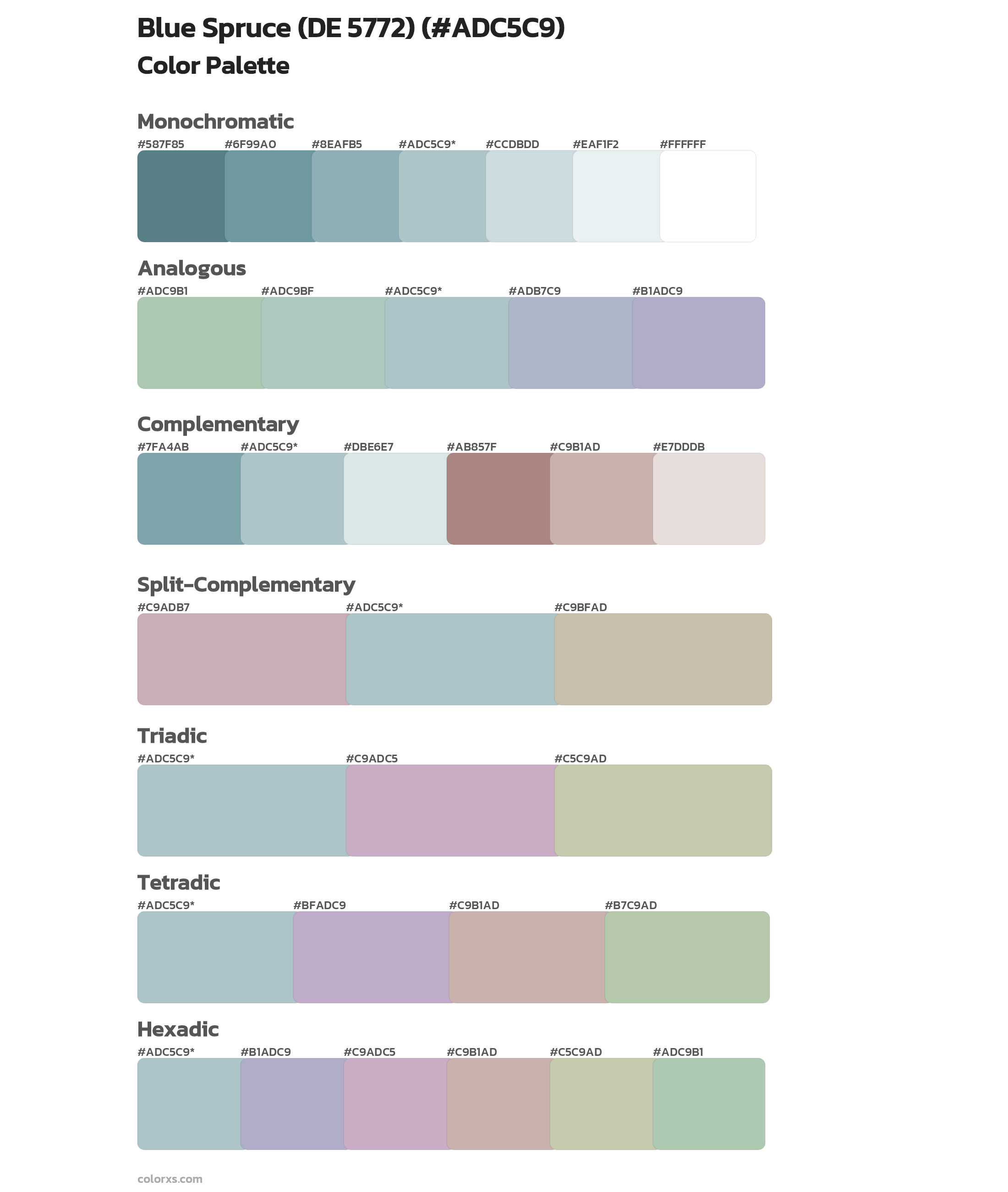 Blue Spruce (DE 5772) Color Scheme Palettes