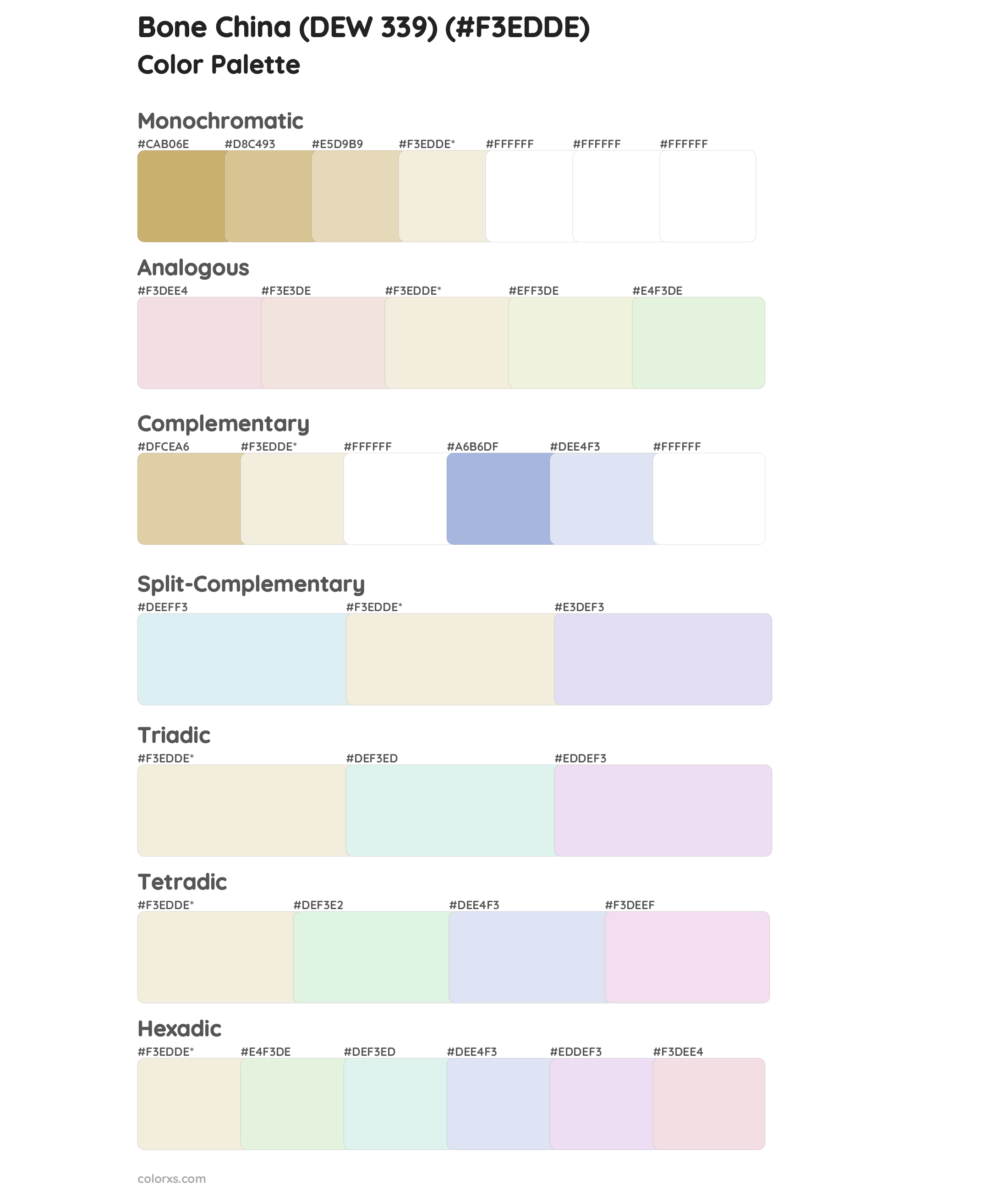 Bone China (DEW 339) Color Scheme Palettes