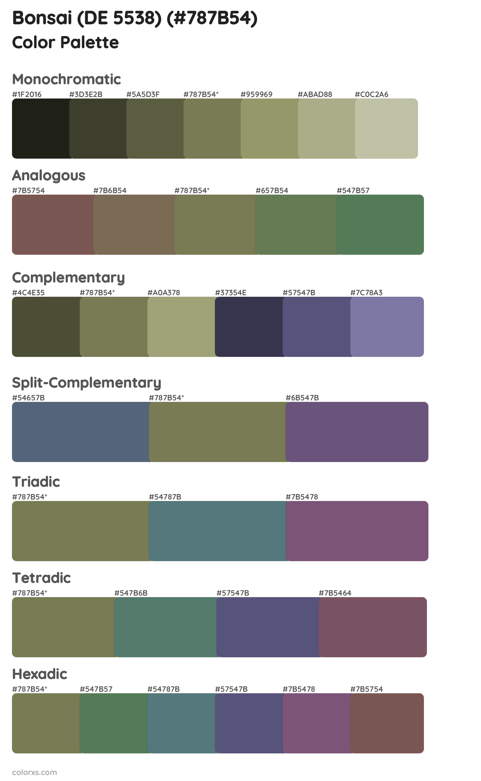 Bonsai (DE 5538) Color Scheme Palettes