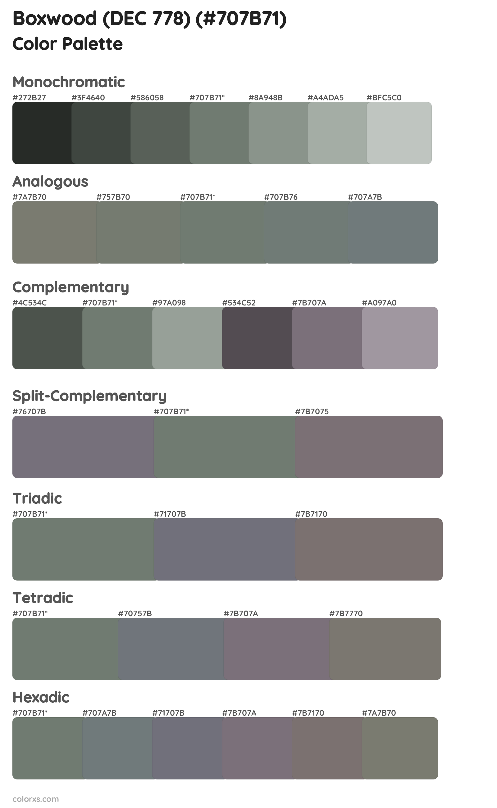 Boxwood (DEC 778) Color Scheme Palettes