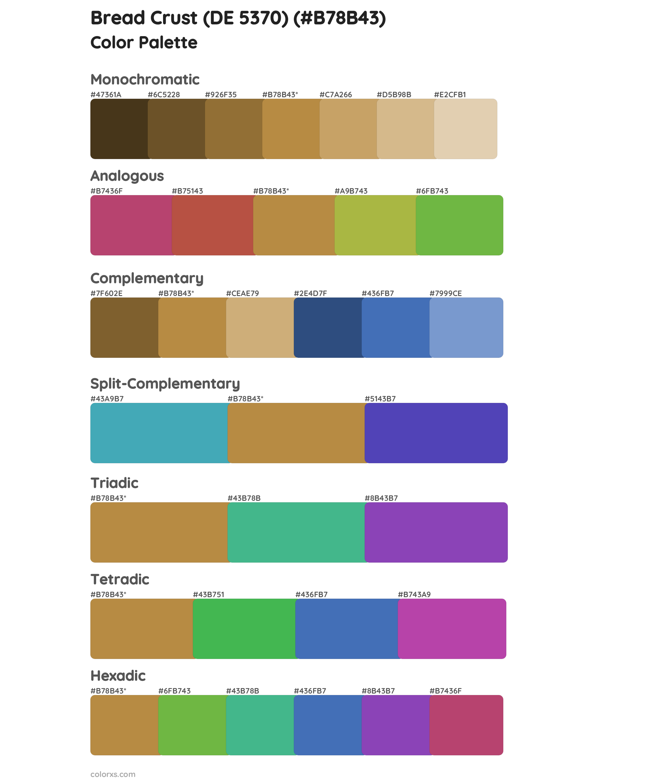 Bread Crust (DE 5370) Color Scheme Palettes