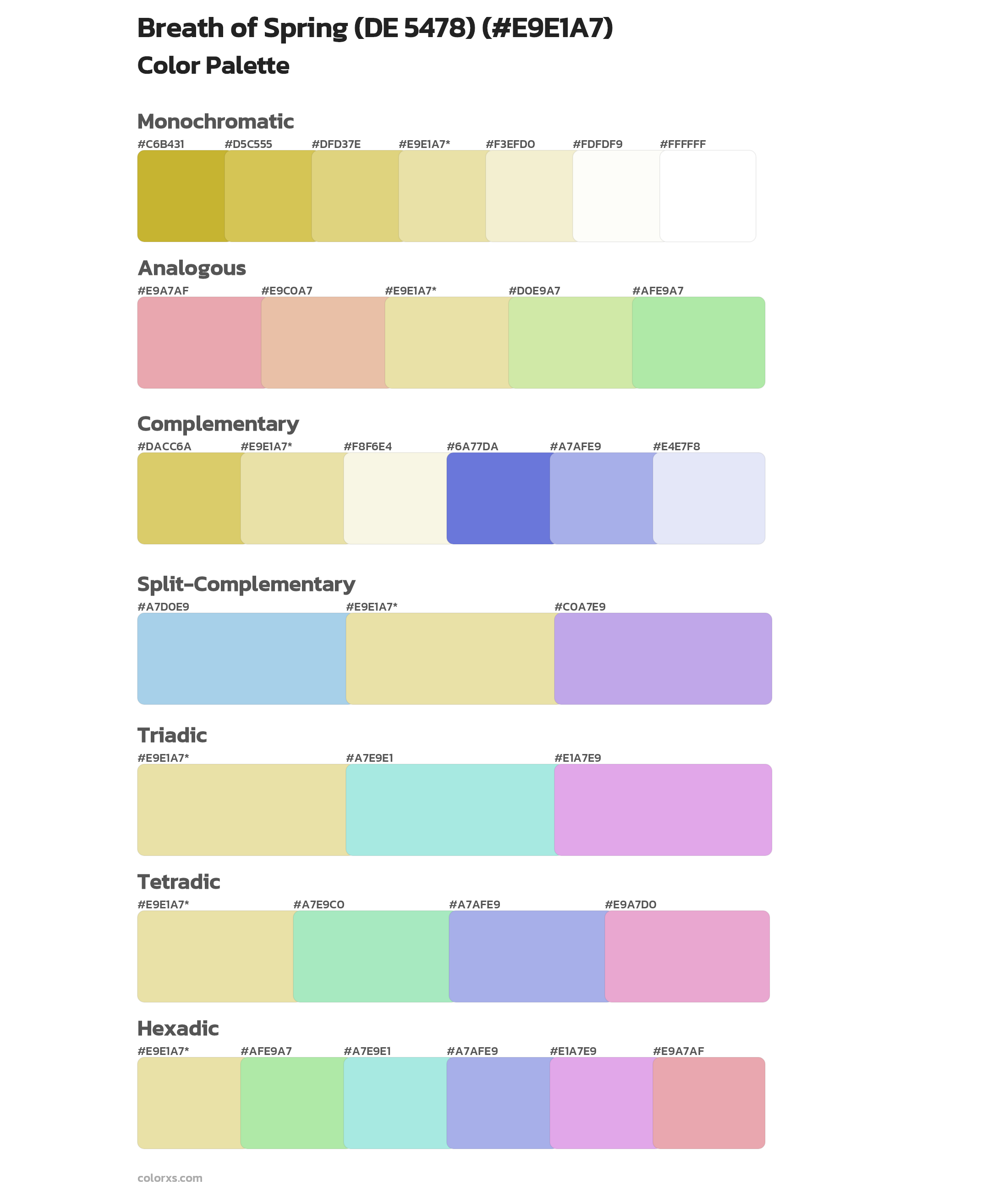 Breath of Spring (DE 5478) Color Scheme Palettes