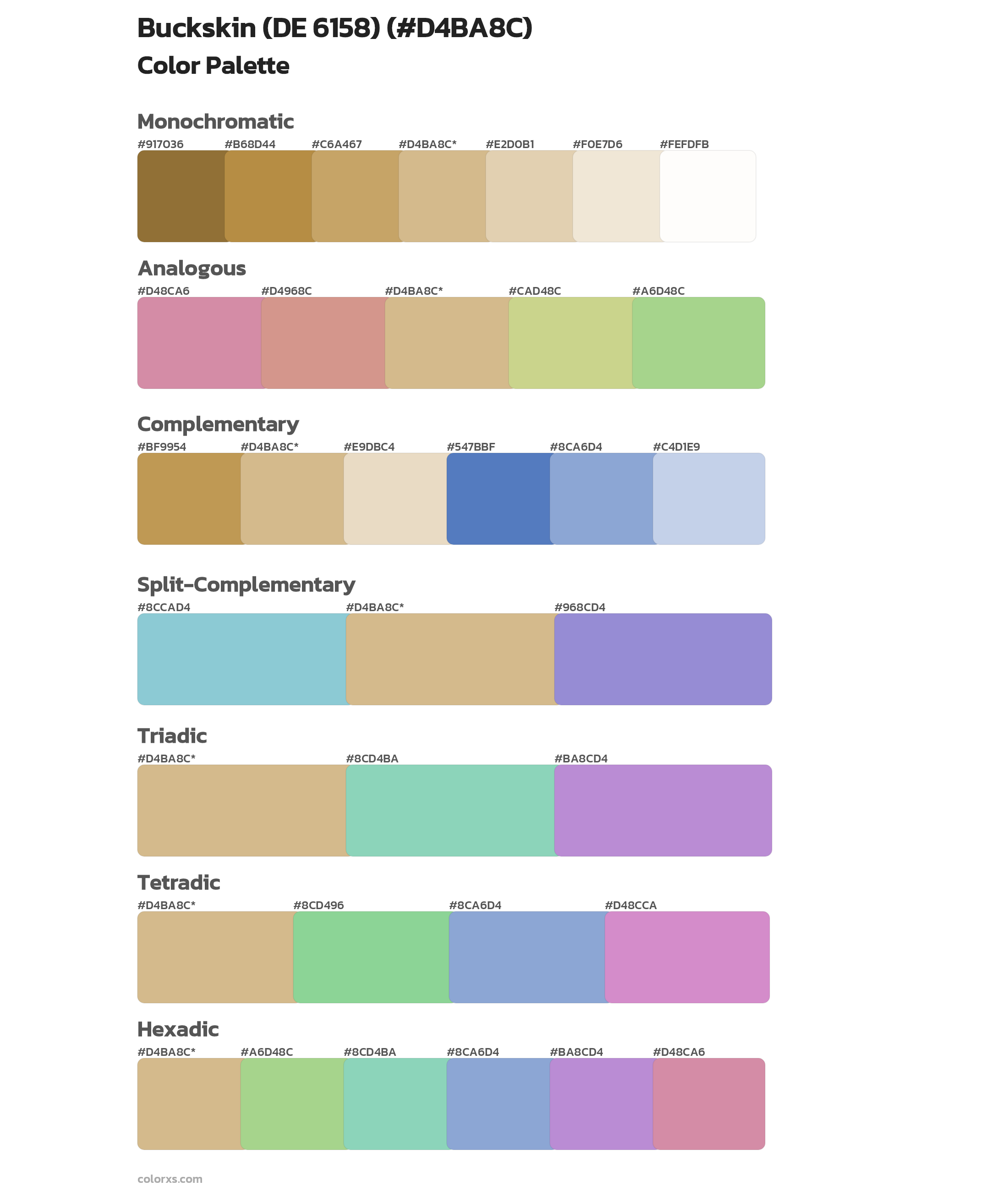 Buckskin (DE 6158) Color Scheme Palettes