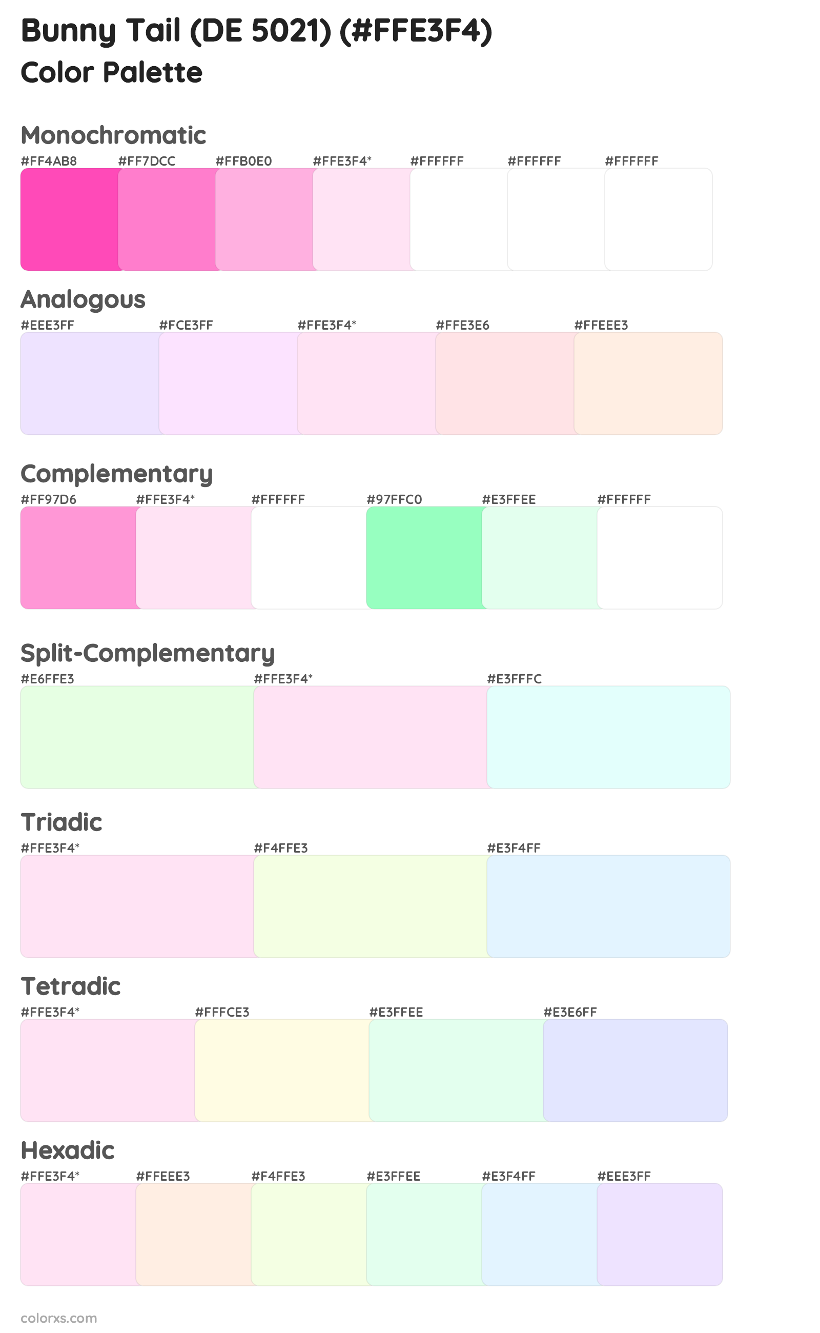 Bunny Tail (DE 5021) Color Scheme Palettes