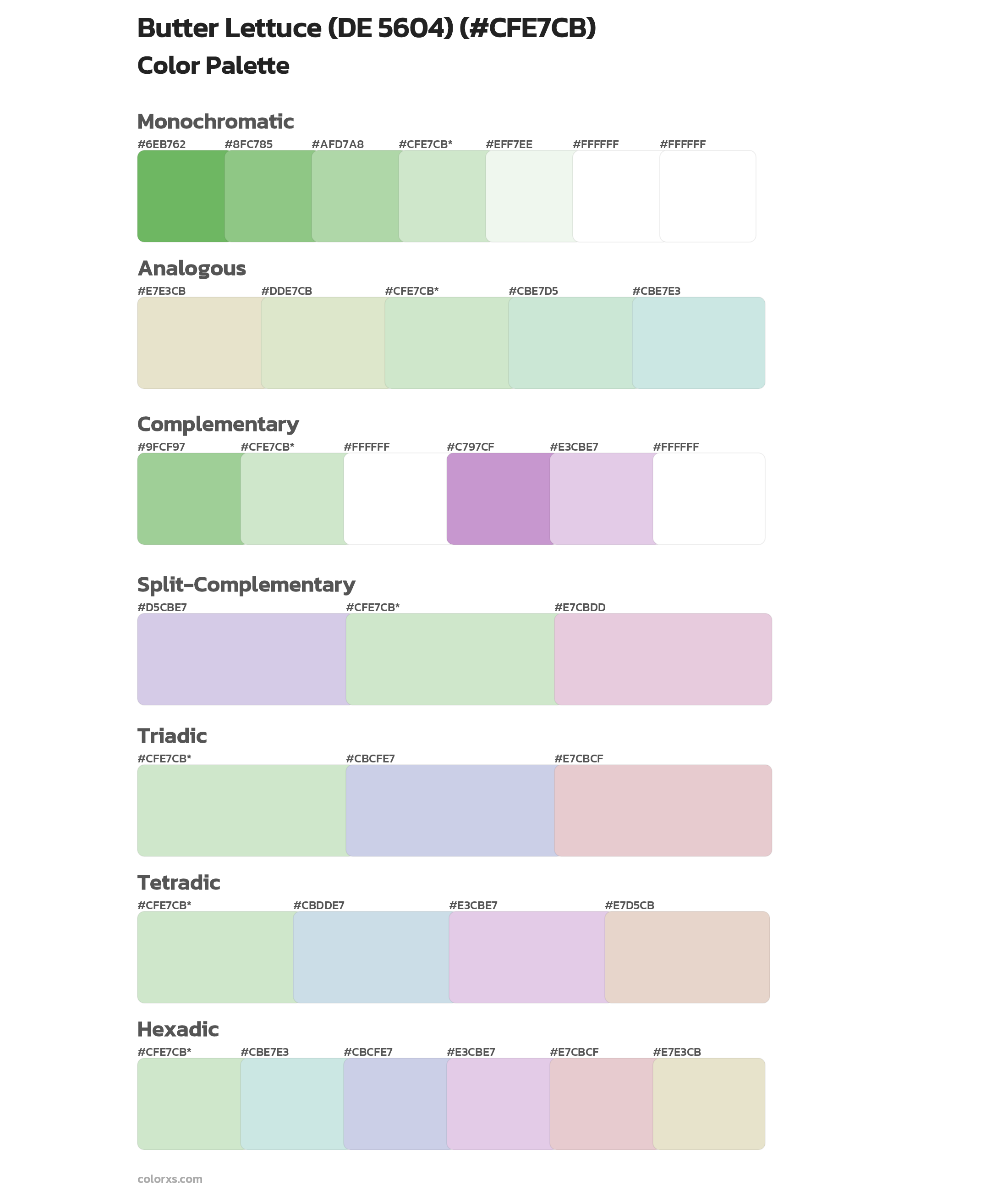 Butter Lettuce (DE 5604) Color Scheme Palettes