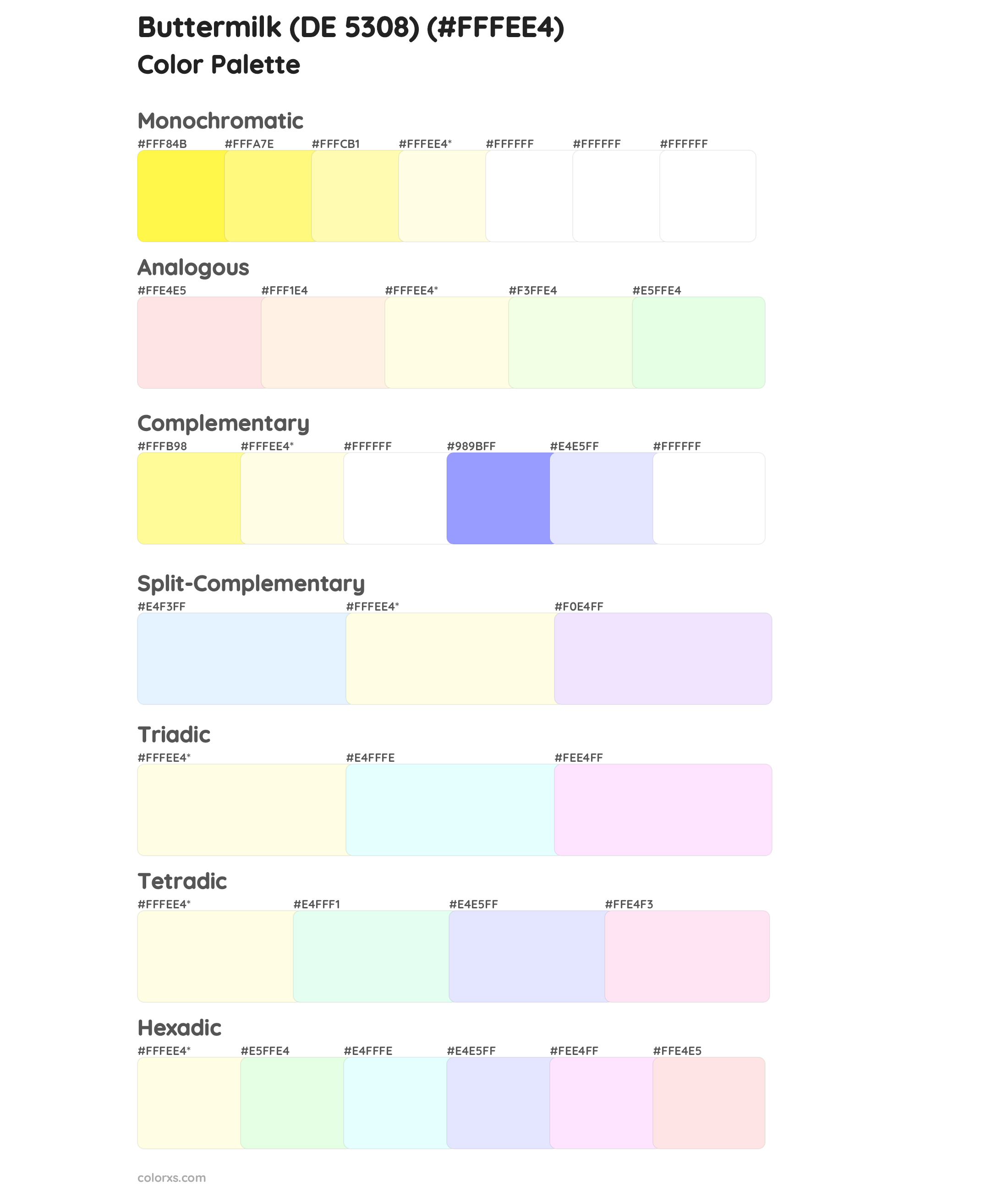 Buttermilk (DE 5308) Color Scheme Palettes