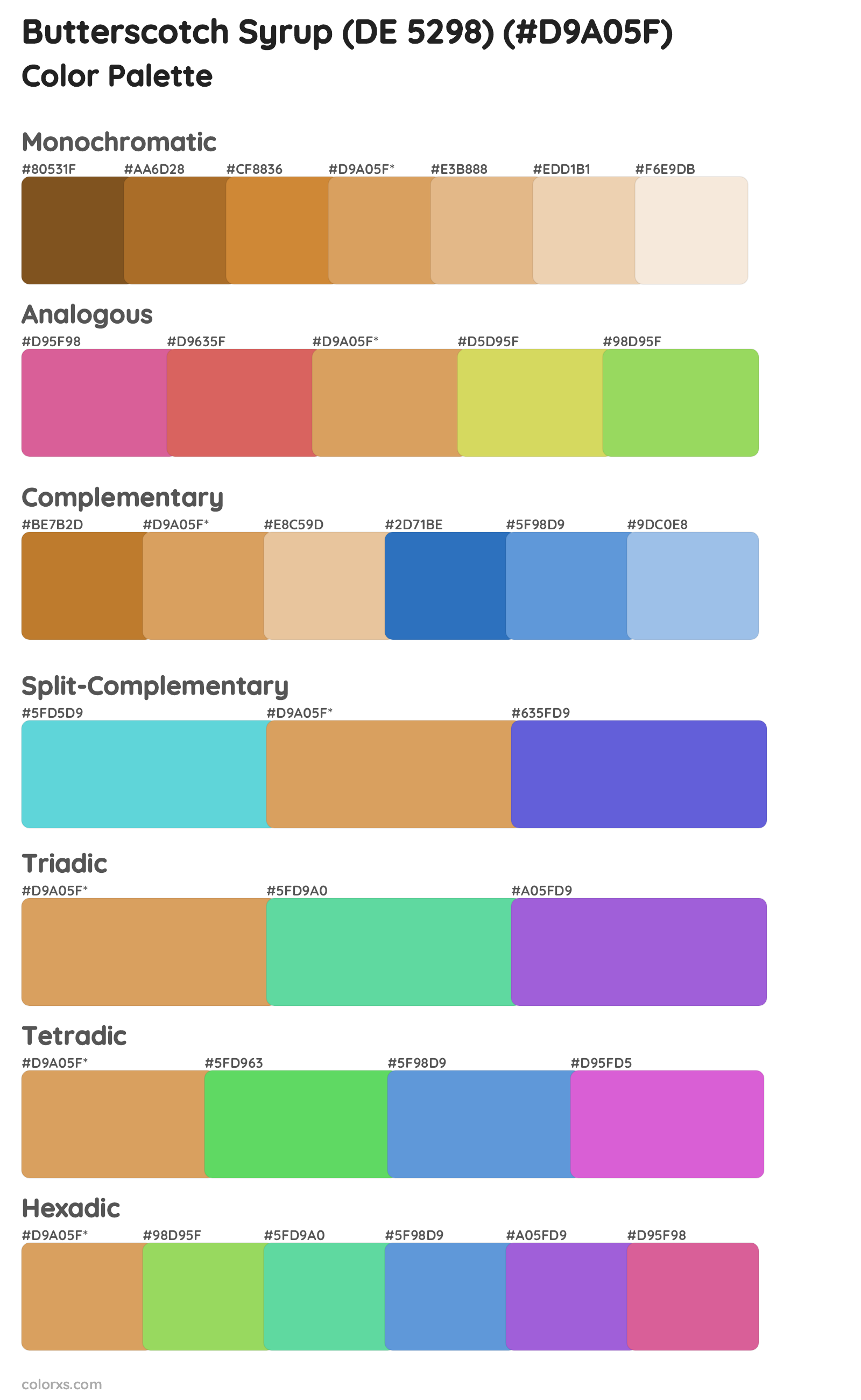 Butterscotch Syrup (DE 5298) Color Scheme Palettes
