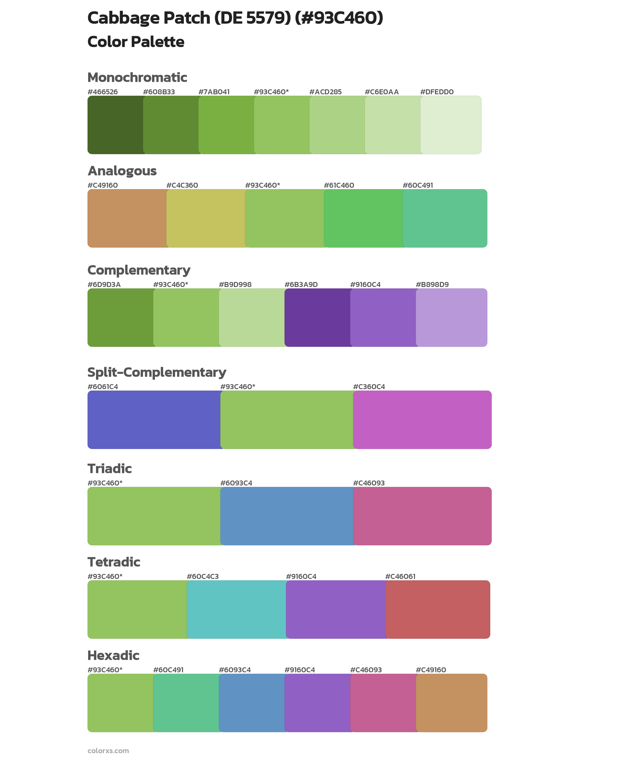 Cabbage Patch (DE 5579) Color Scheme Palettes