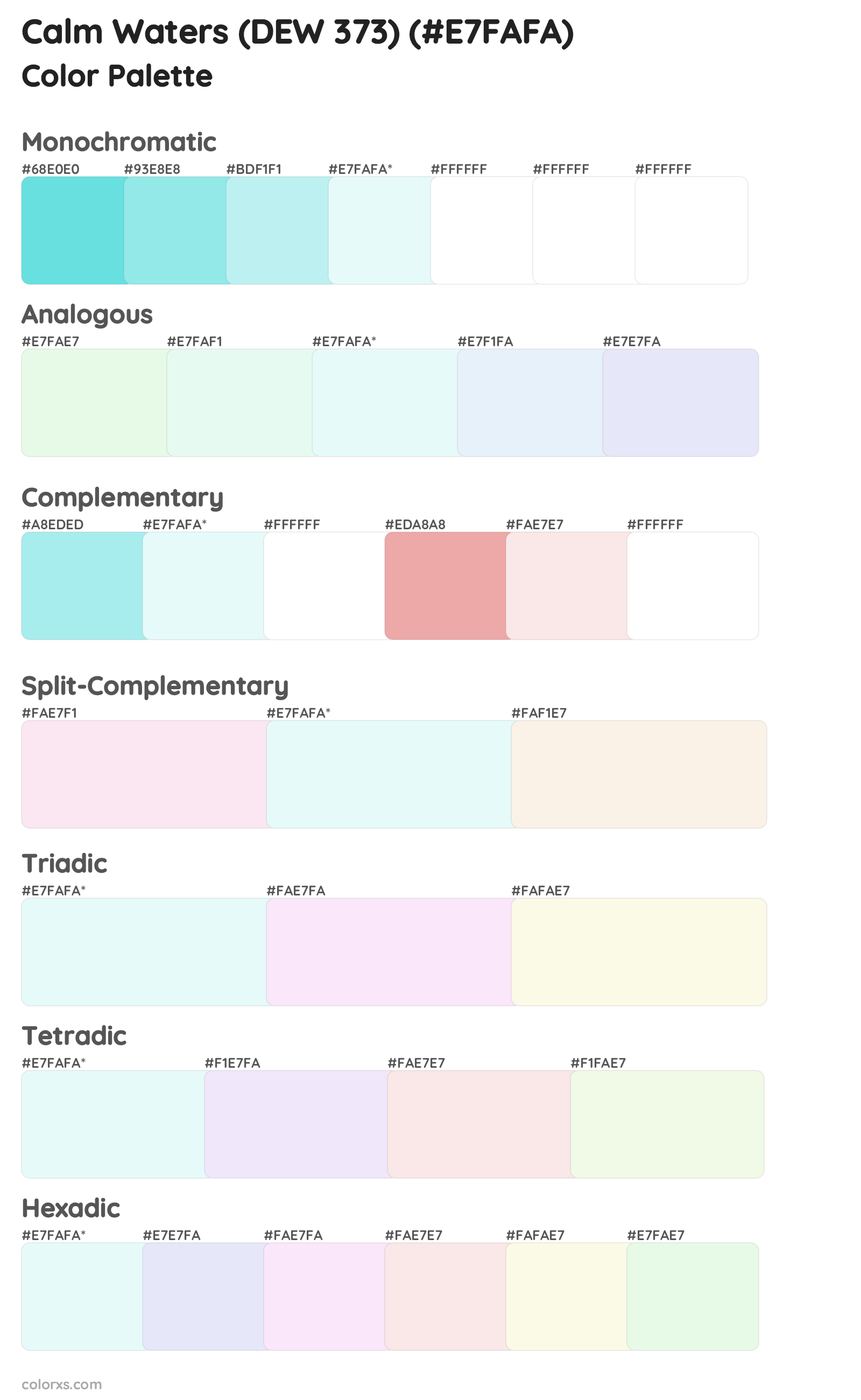 Calm Waters (DEW 373) Color Scheme Palettes