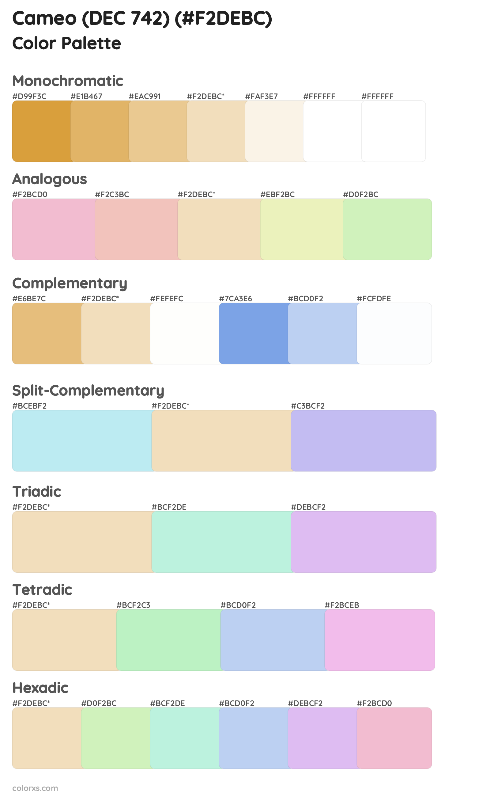 Cameo (DEC 742) Color Scheme Palettes