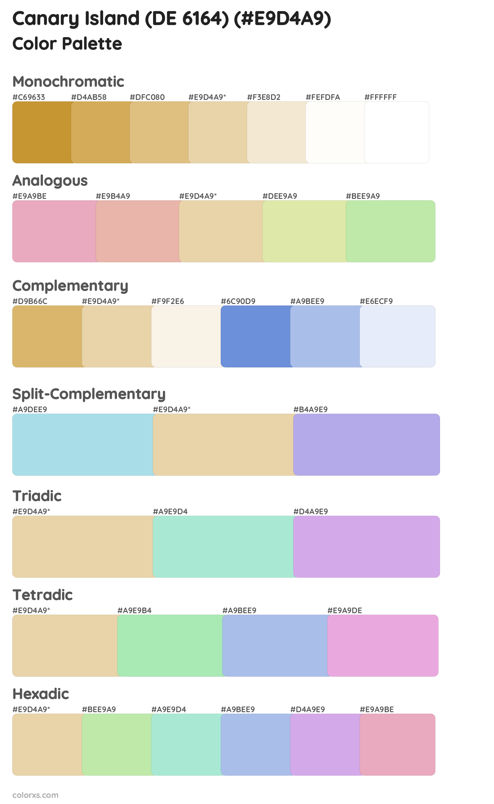 Canary Island (DE 6164) Color Scheme Palettes