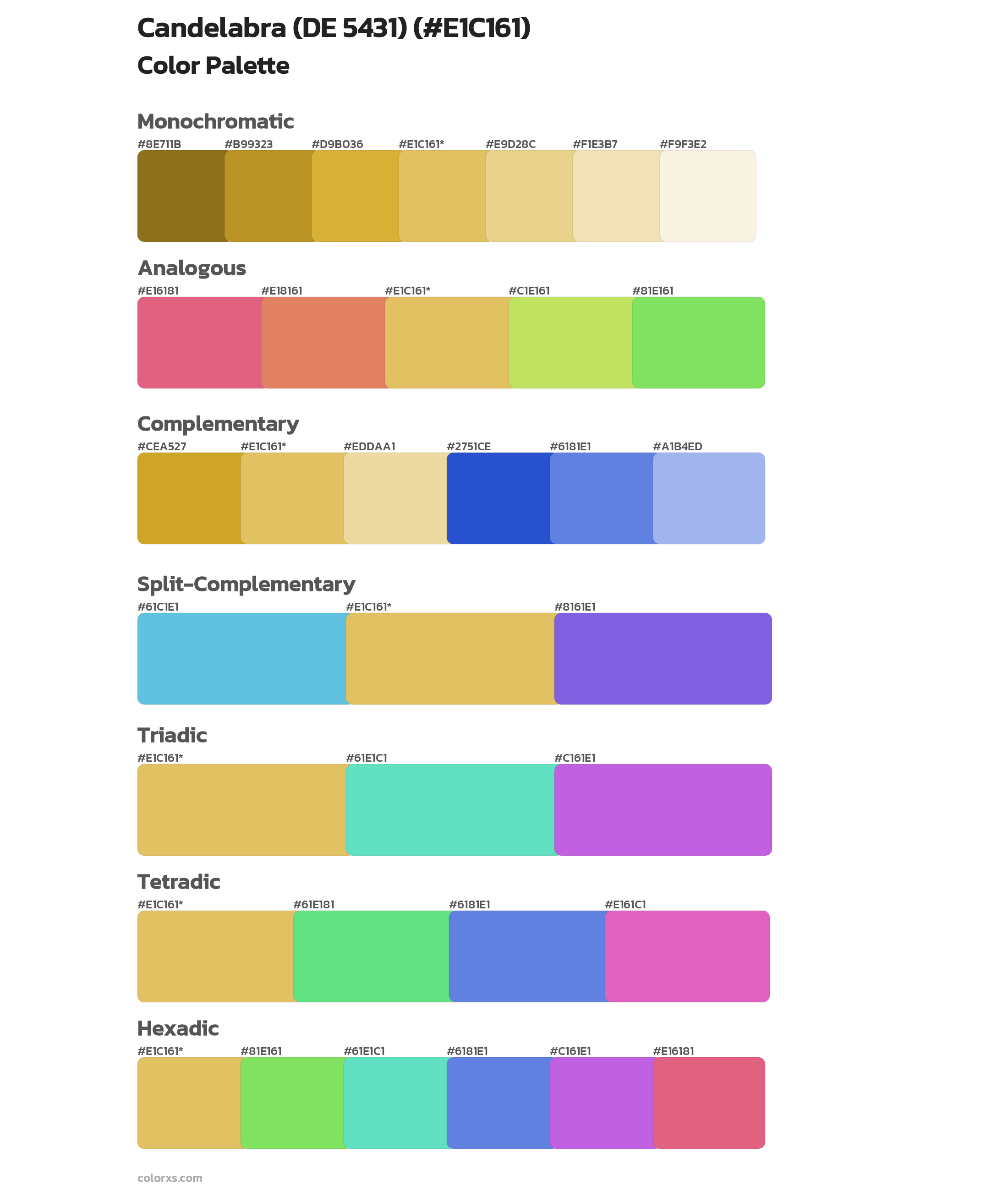 Candelabra (DE 5431) Color Scheme Palettes