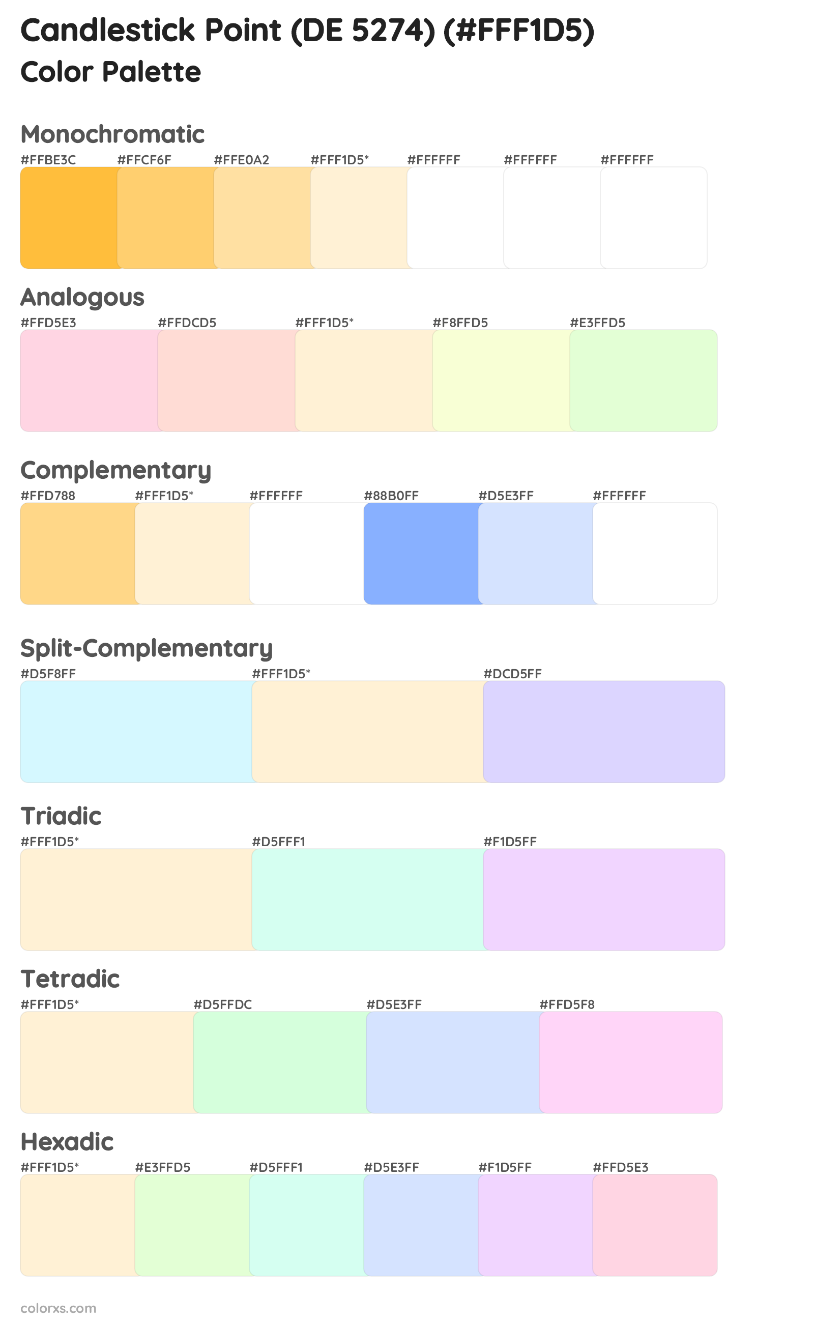 Candlestick Point (DE 5274) Color Scheme Palettes