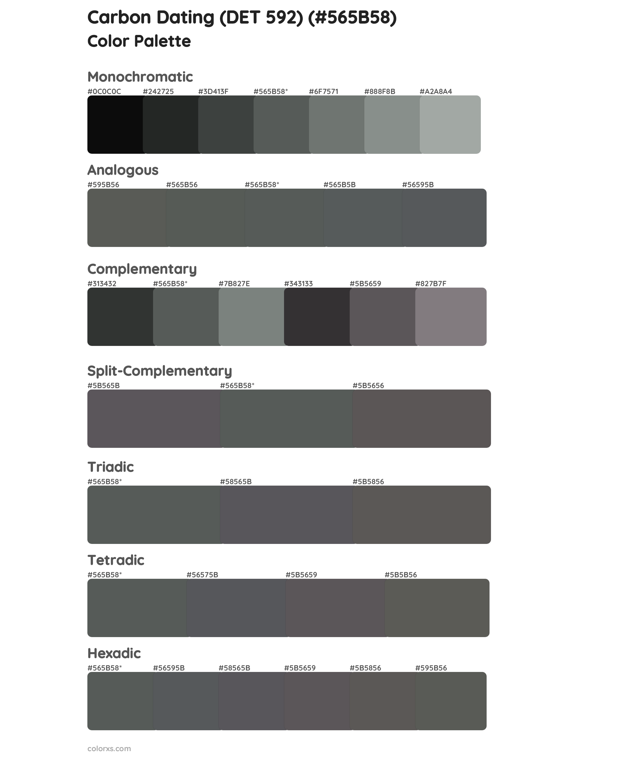Carbon Dating (DET 592) Color Scheme Palettes