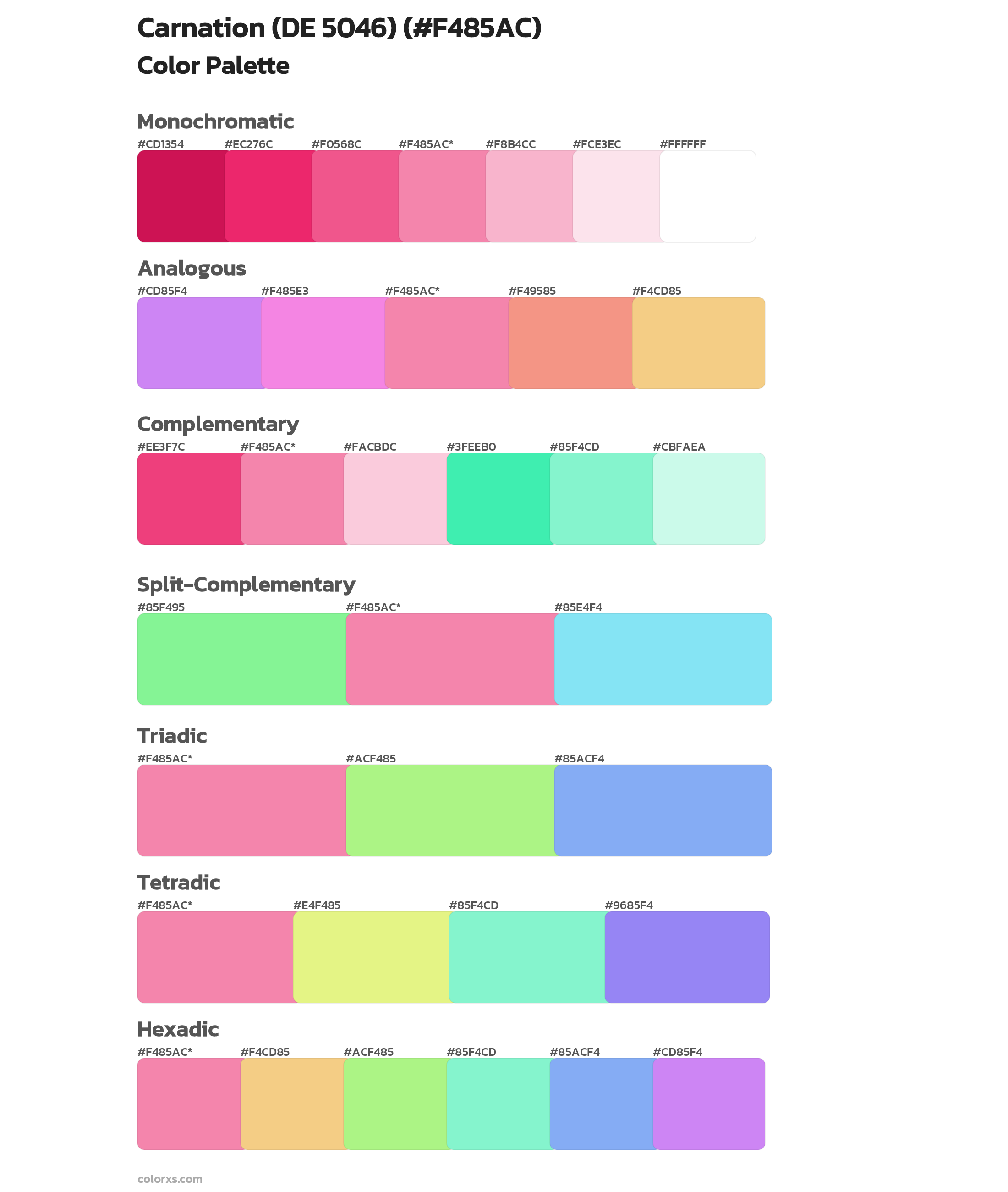 Carnation (DE 5046) Color Scheme Palettes