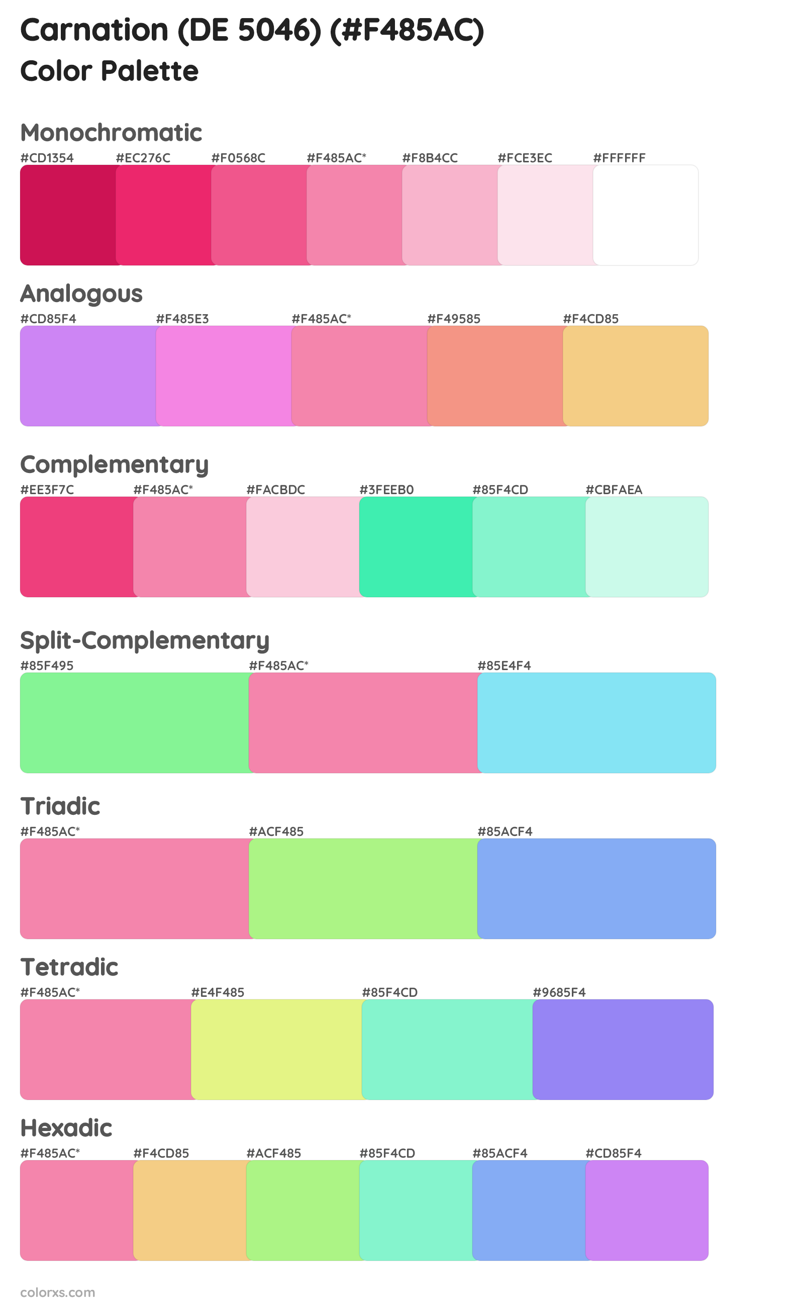Carnation (DE 5046) Color Scheme Palettes