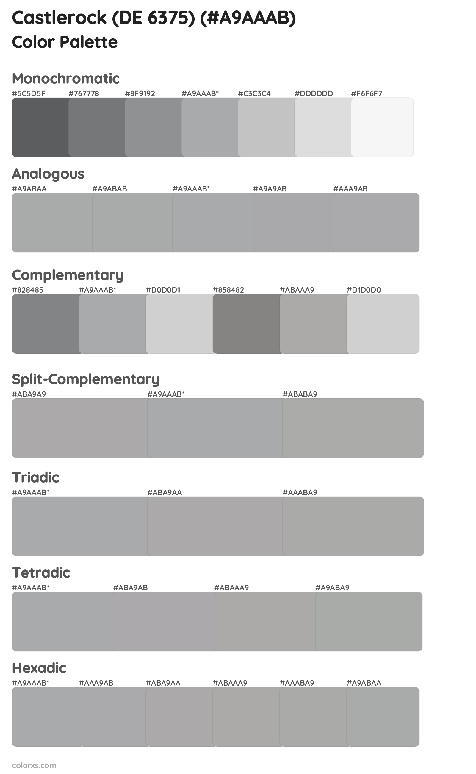 Castlerock (DE 6375) Color Scheme Palettes